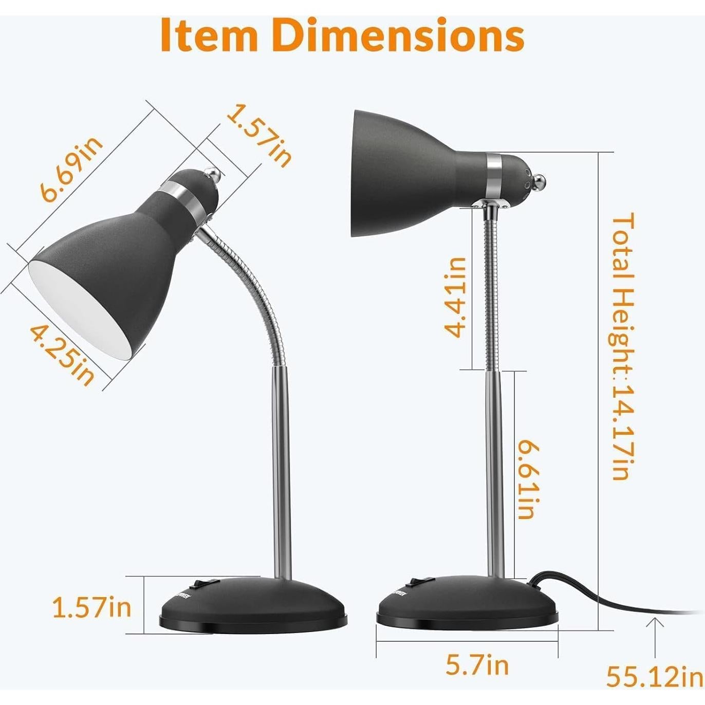 Lámpara de Escritorio LEPOWER 6W Ajustable Metal Negro