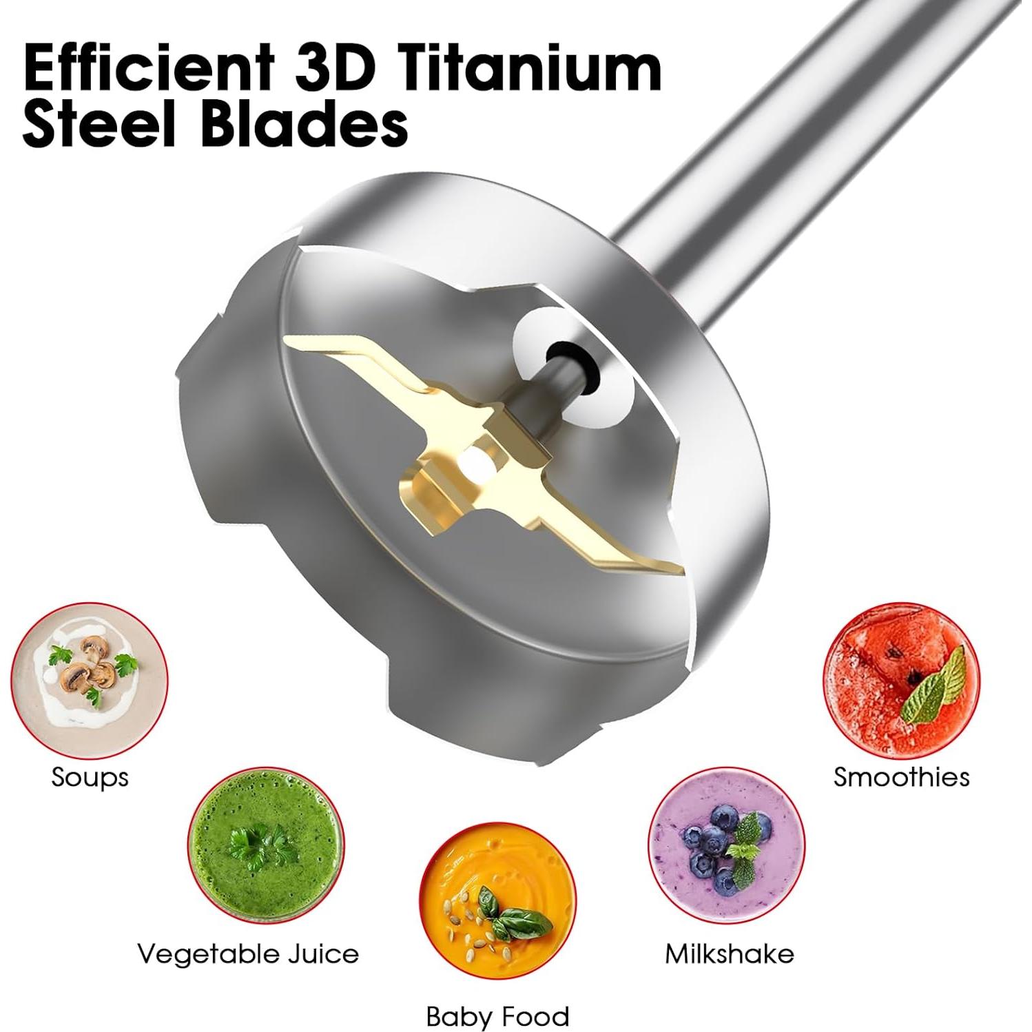 Batidora de Inmersión Blackcow 800W 12 Velocidades Titanio