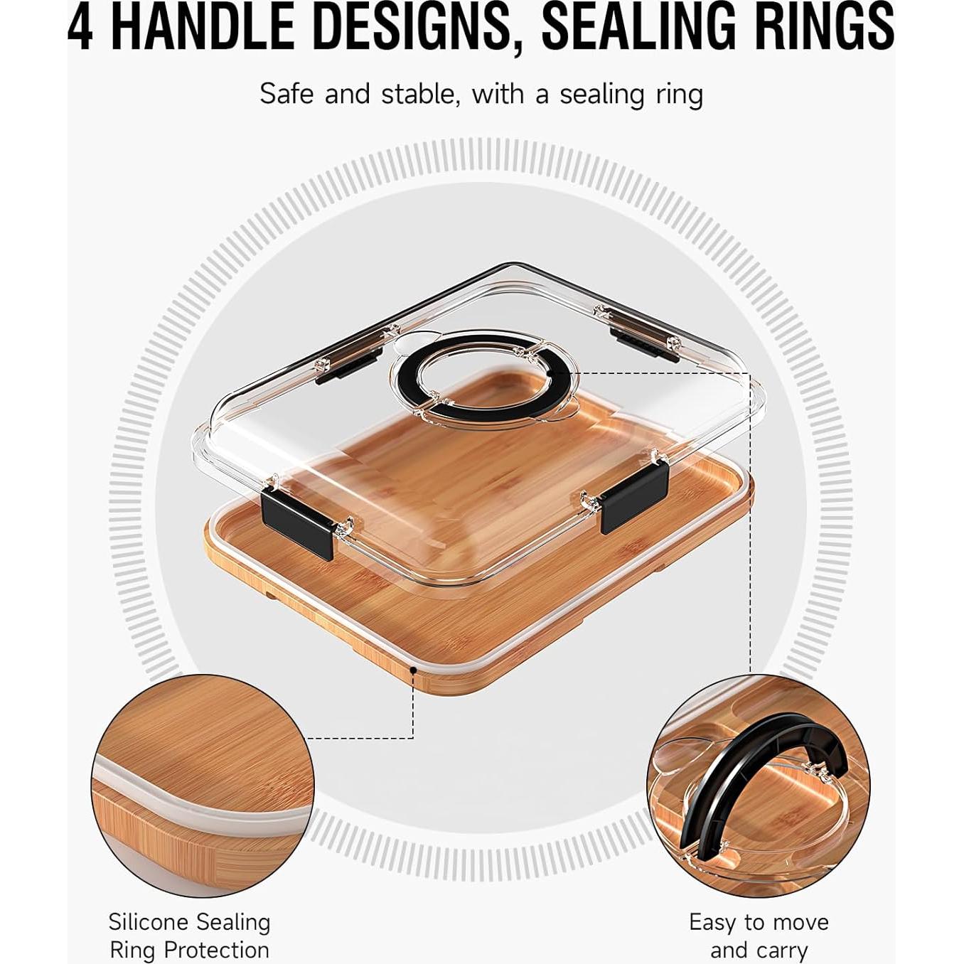 Tabla de Charcutería Renmxj Negra con Tapa Transparente 1 Compartimento