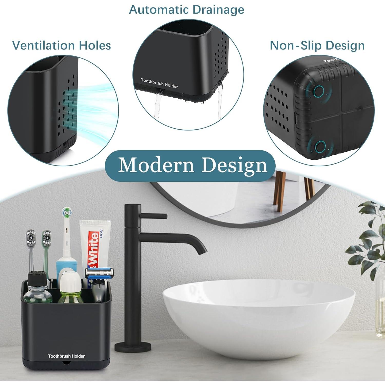 Soporte para Cepillos de Dientes PARKMANI Negro 4 Ranuras