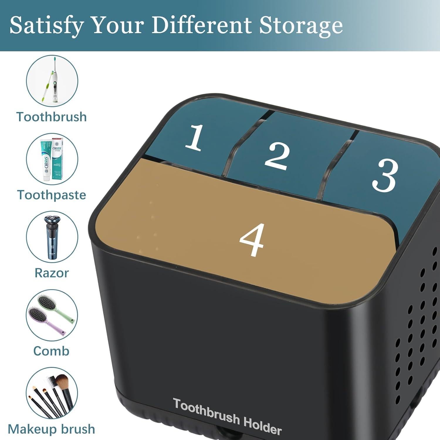 Soporte para Cepillos de Dientes PARKMANI Negro 4 Ranuras