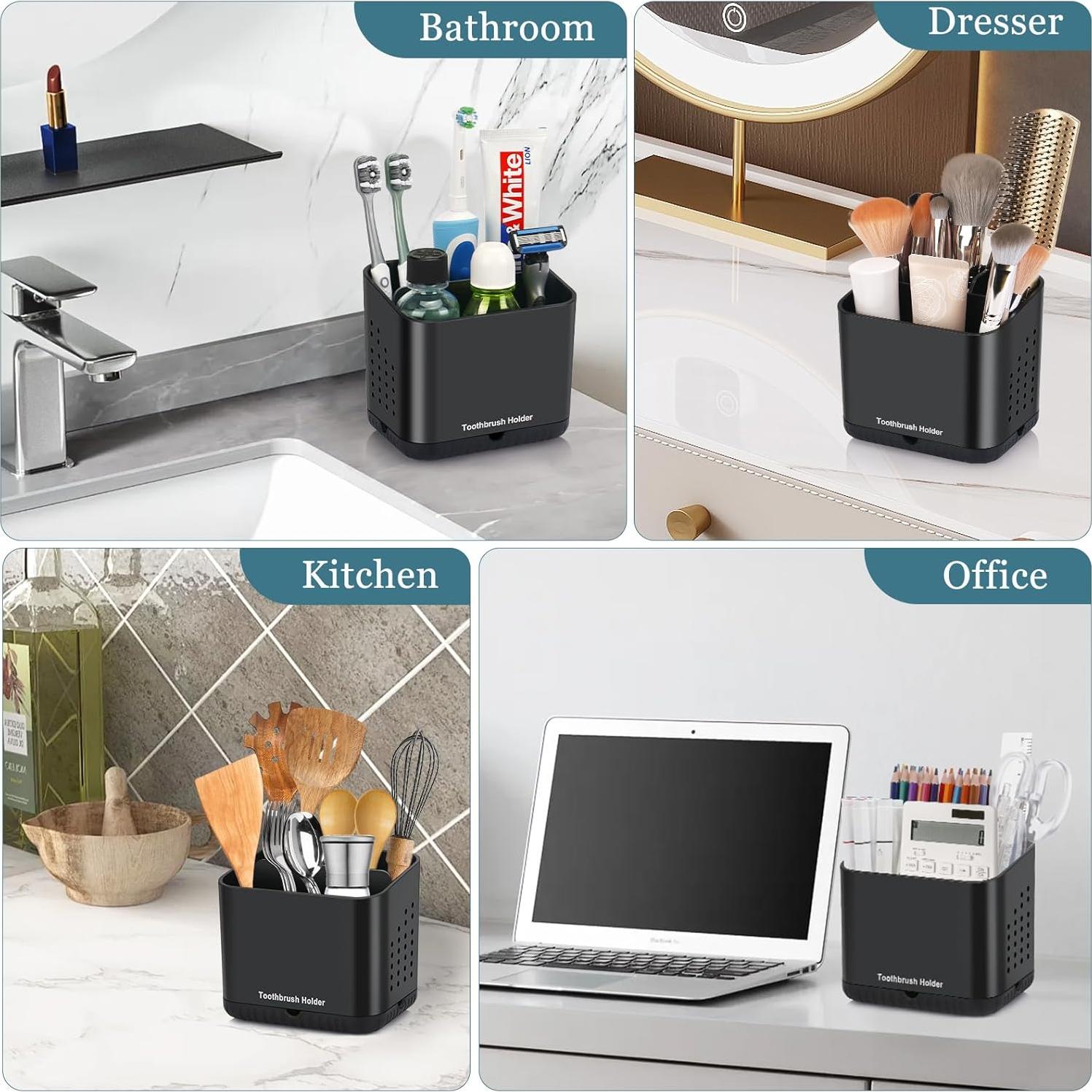 Soporte para Cepillos de Dientes PARKMANI Negro 4 Ranuras