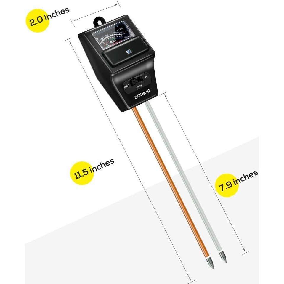 Medidor de pH del suelo Sonkir 3-en-1 Humedad Luz
