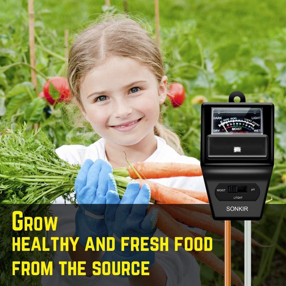 Medidor de pH del suelo Sonkir 3-en-1 Humedad Luz