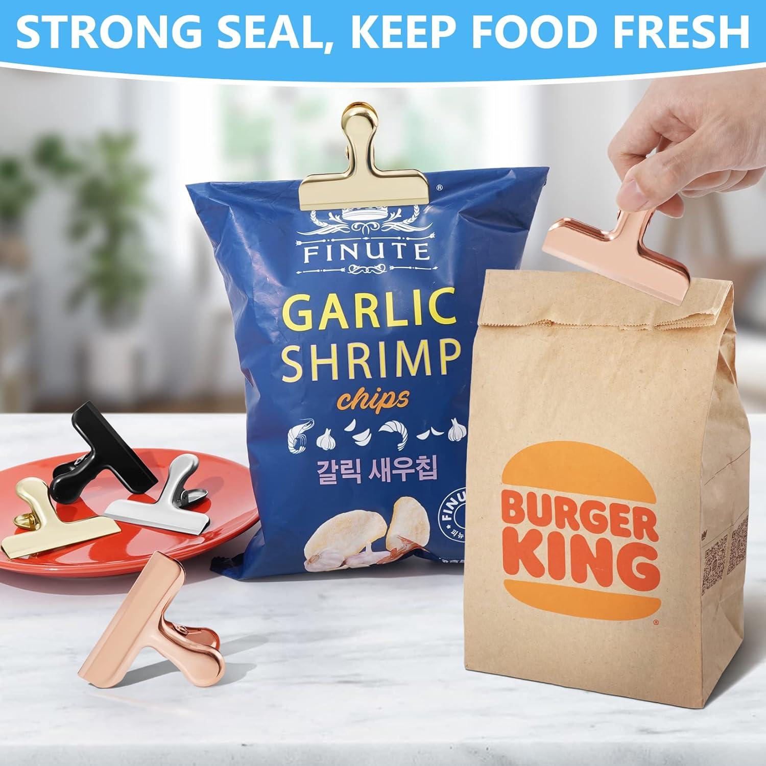 Pinzas para bolsas FINDMAG de acero inoxidable - Paquete de 8