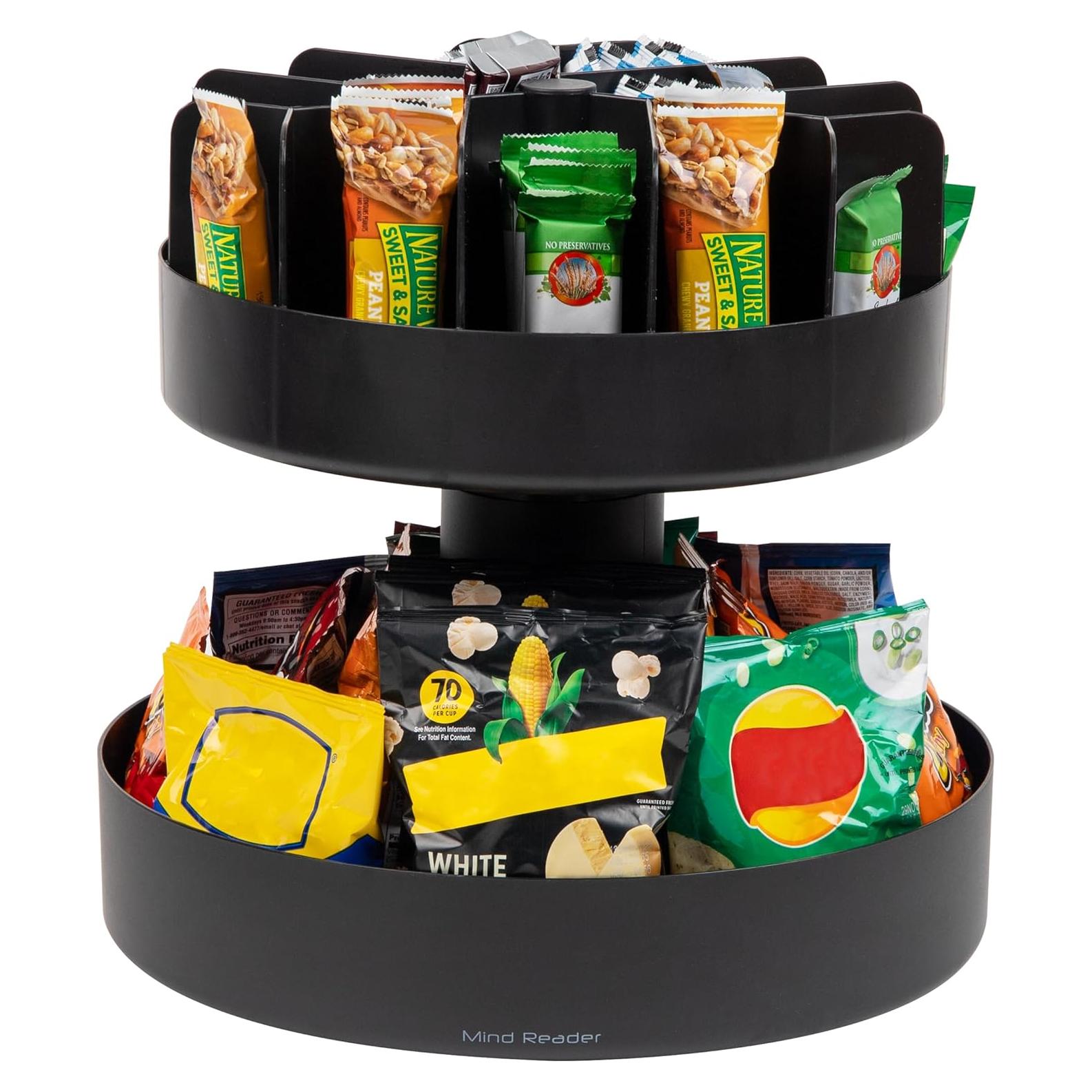 Organizador de Snacks Rotativo 2 Niveles Mind Reader Negro
