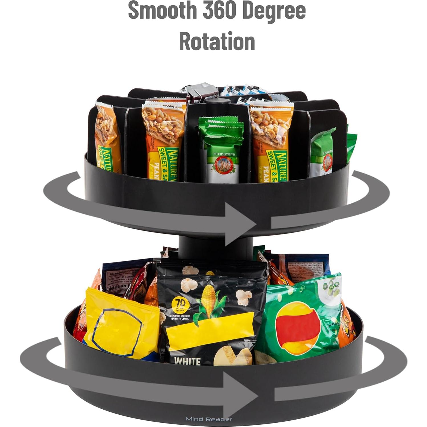 Organizador de Snacks Rotativo 2 Niveles Mind Reader Negro