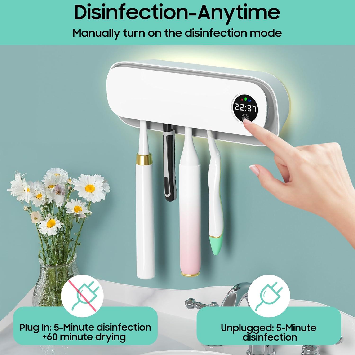 Soporte de cepillos de dientes UV BlueBark01 con 5 ranuras