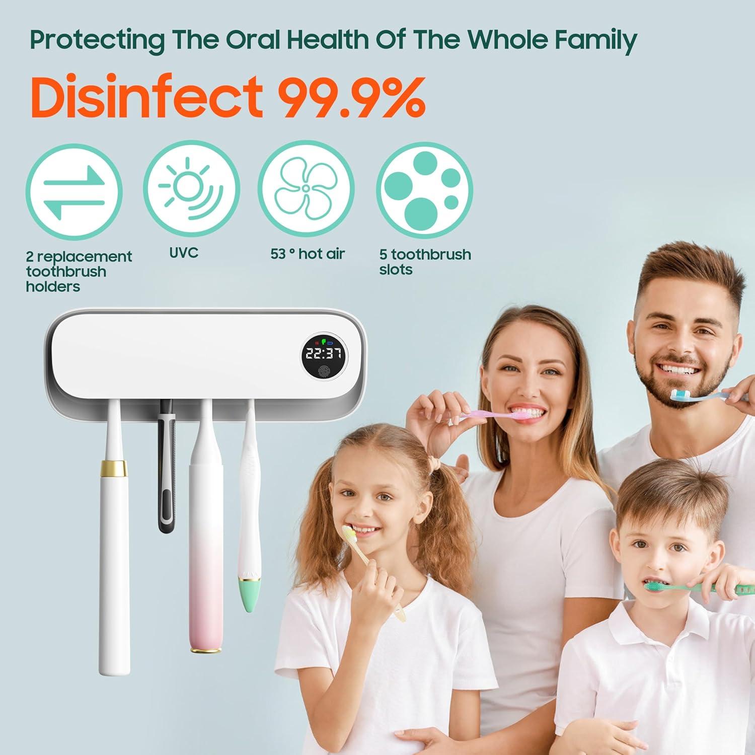 Soporte de cepillos de dientes UV BlueBark01 con 5 ranuras