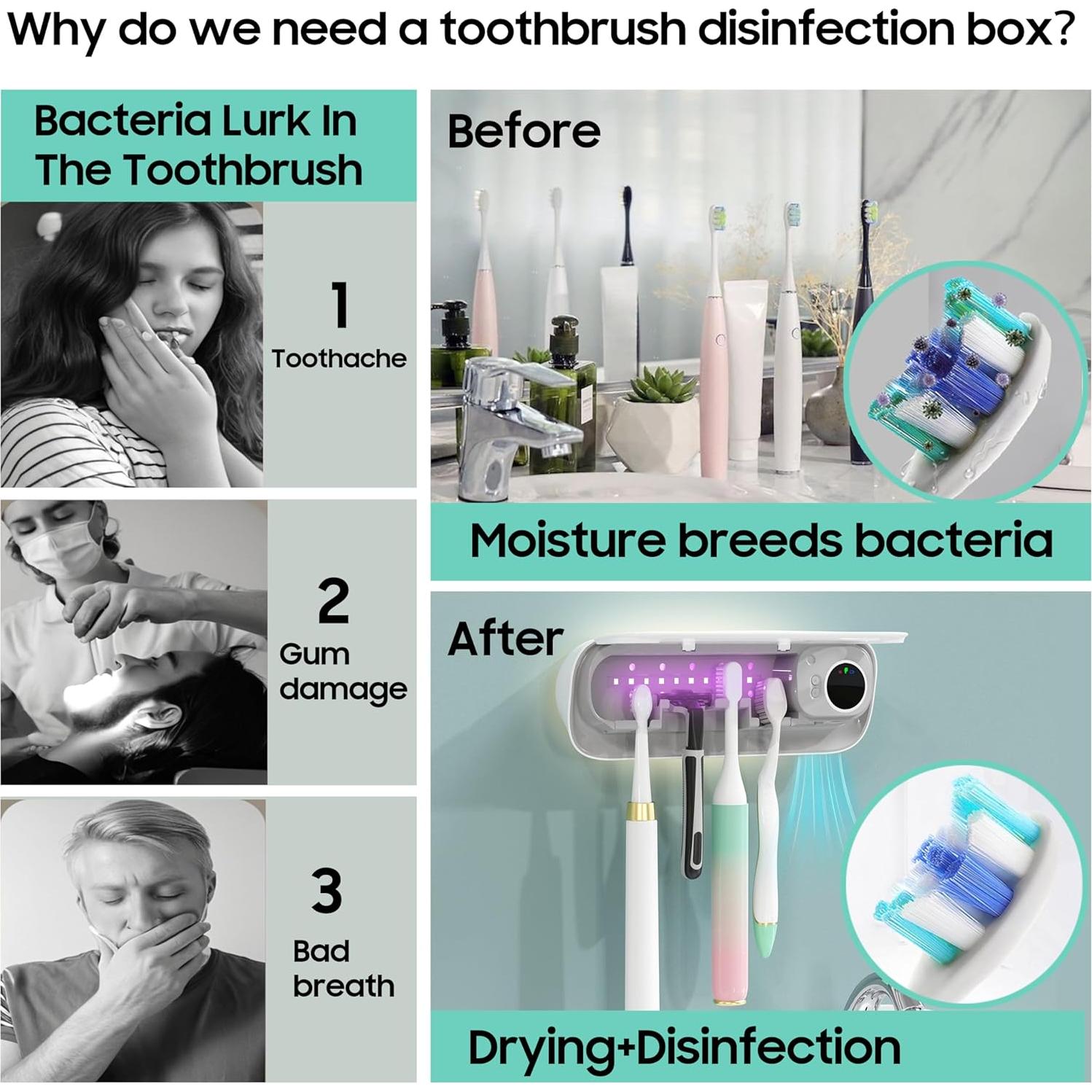 Soporte de cepillos de dientes UV BlueBark01 con 5 ranuras