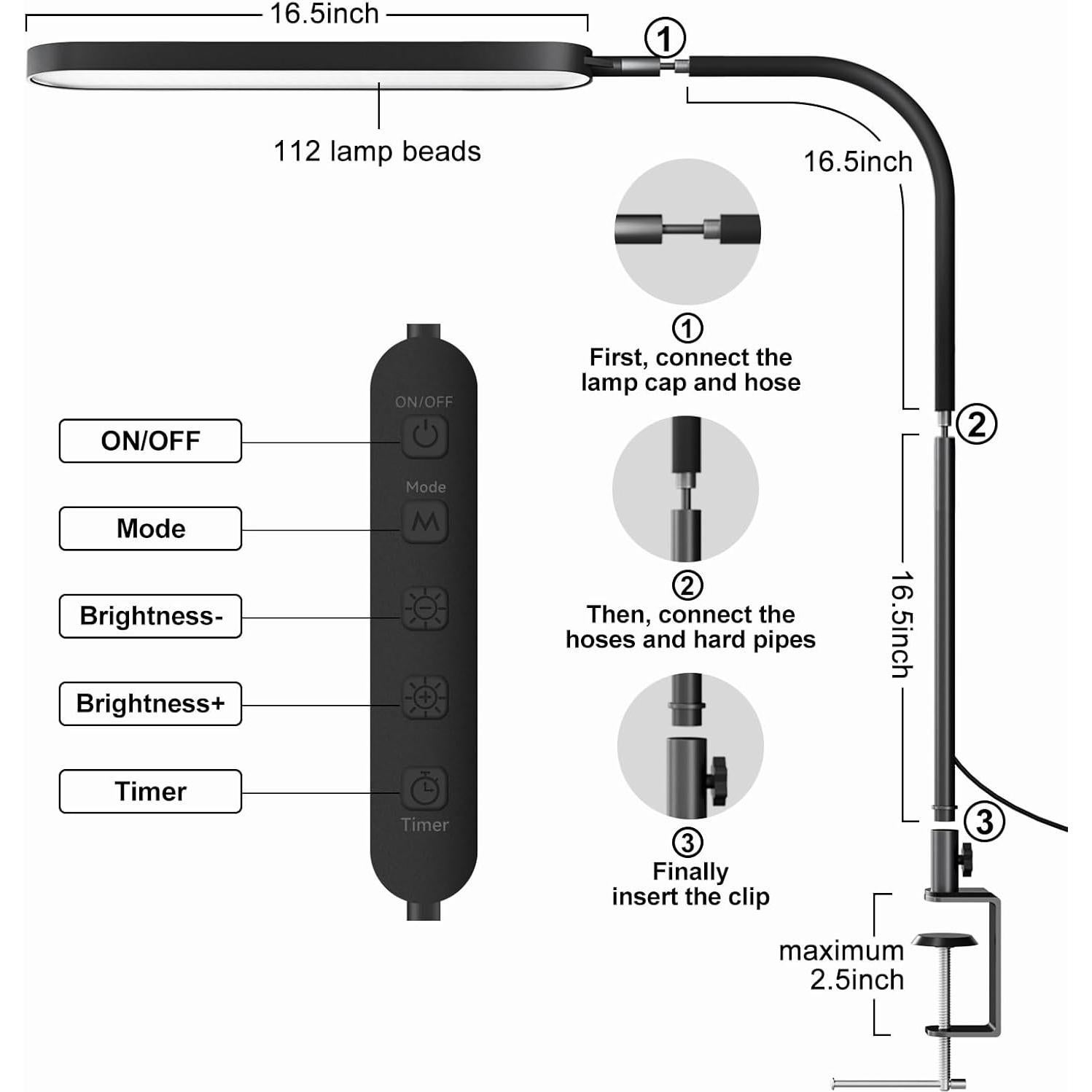 Lámpara de Escritorio LED SKYLEO 12W Cuello de Ganso 85cm