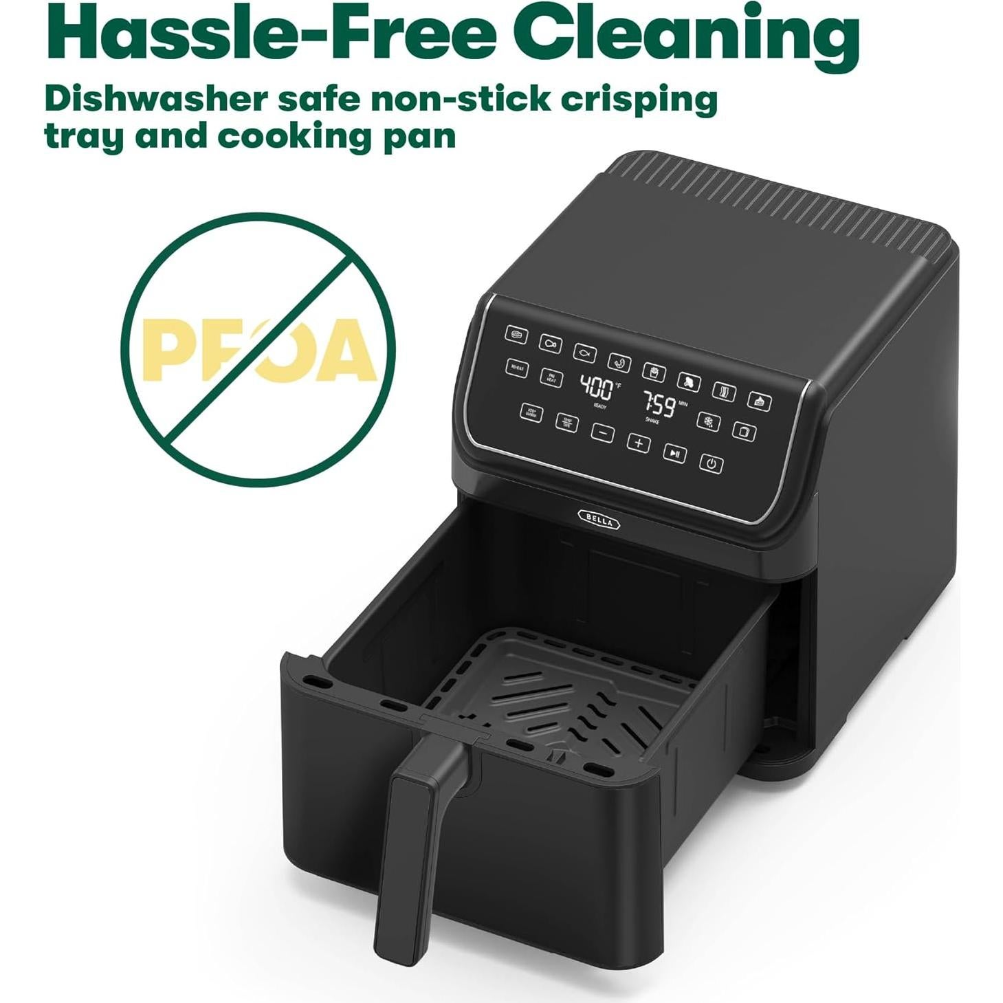 Freidora de Aire Digital Bella 8 Qt TurboCrisp Negra 1750W