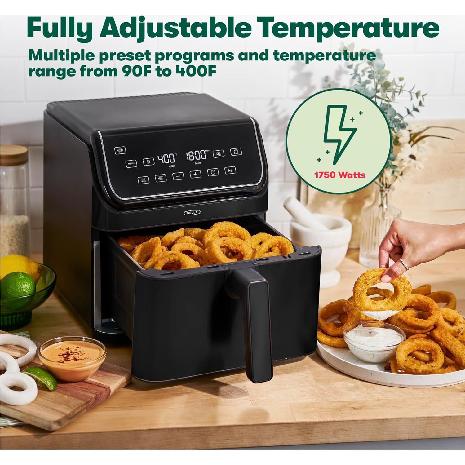 Freidora de Aire Digital Bella 8 Qt TurboCrisp Negra 1750W