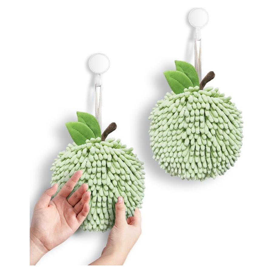 Toallas de Mano Fuzzy Ball Sophie & Panda - Juego de 2 Verde