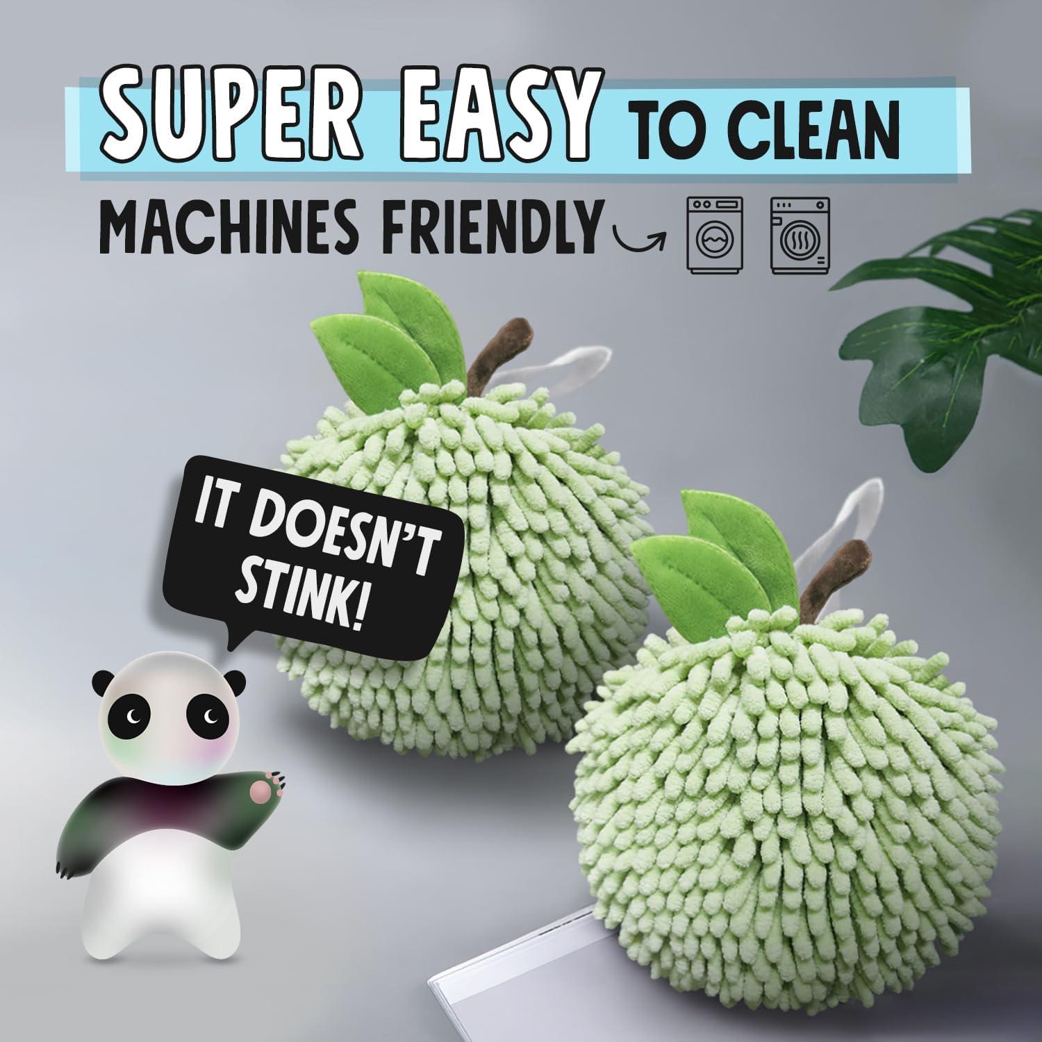 Toallas de Mano Fuzzy Ball Sophie & Panda - Juego de 2 Verde