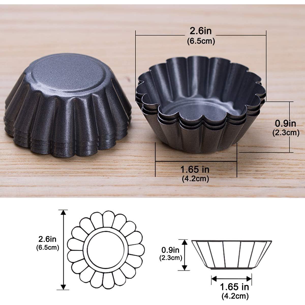 12 Moldes para Tartas de Huevo Amytalk 6.6cm Acero al Carbono