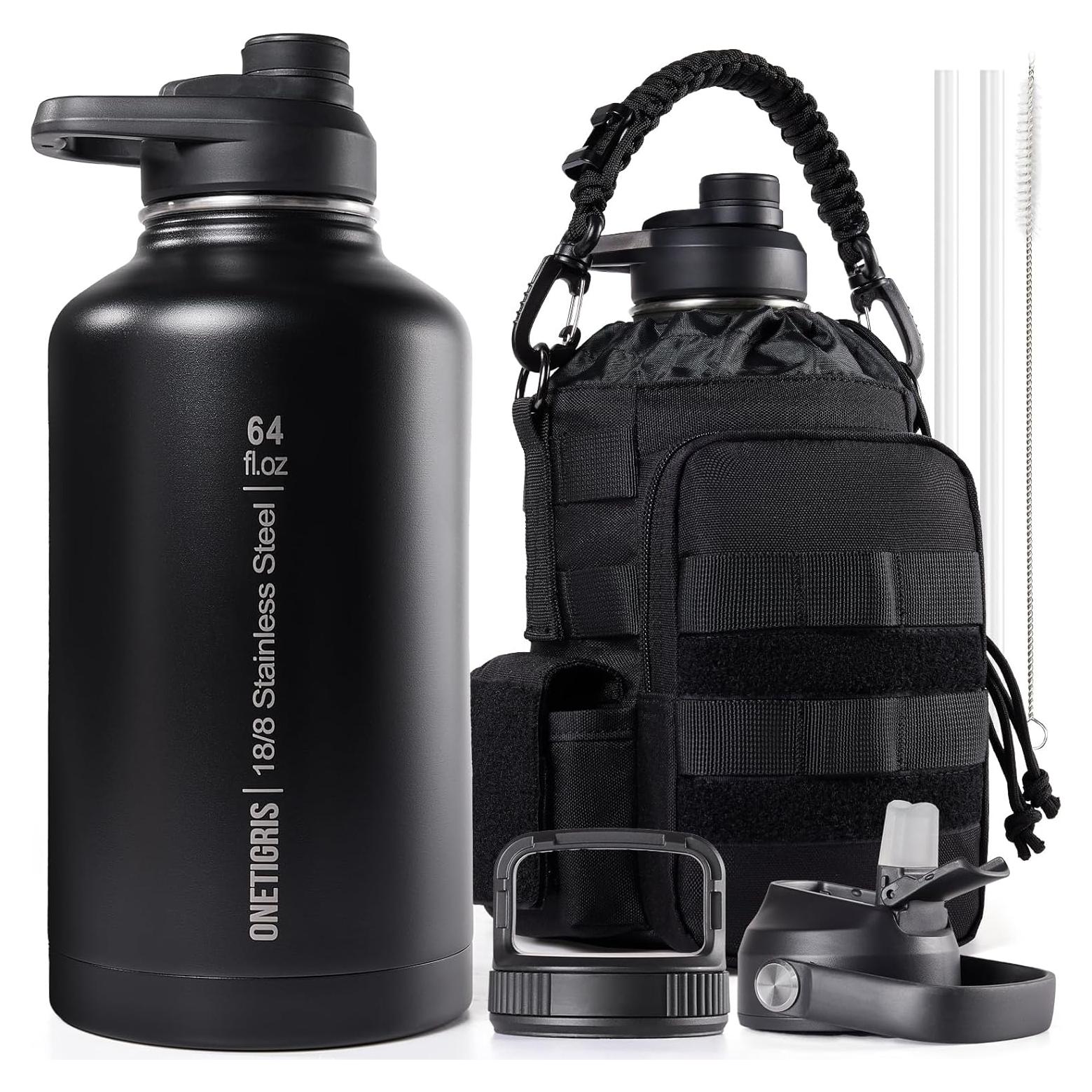 Botella de Agua OneTigris 1,89 L con Pajilla y 3 Tapas