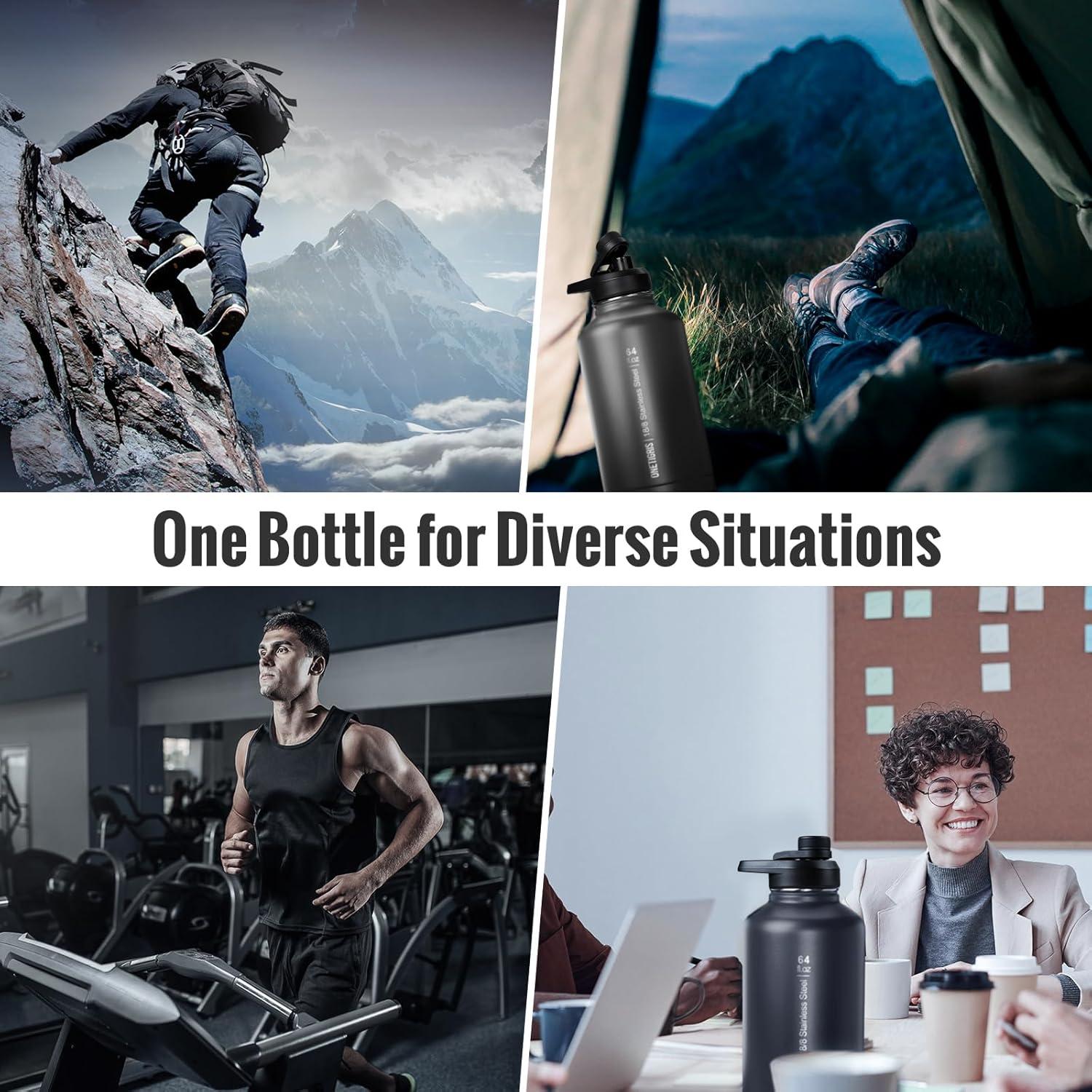 Botella de Agua OneTigris 1,89 L con Pajilla y 3 Tapas