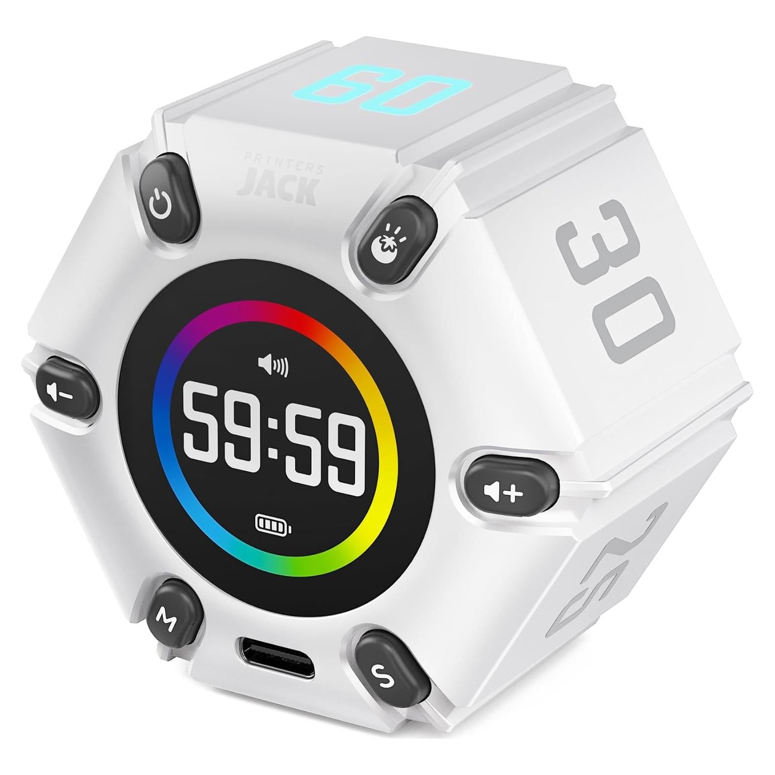 Temporizador Pomodoro Printers Jack Blanco Perla 6 Modos