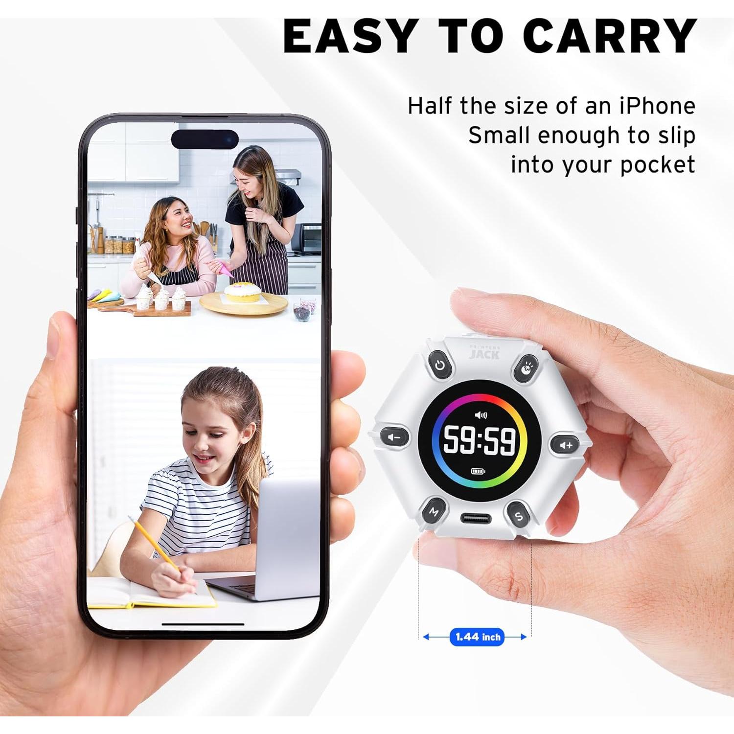 Temporizador Pomodoro Printers Jack Blanco Perla 6 Modos