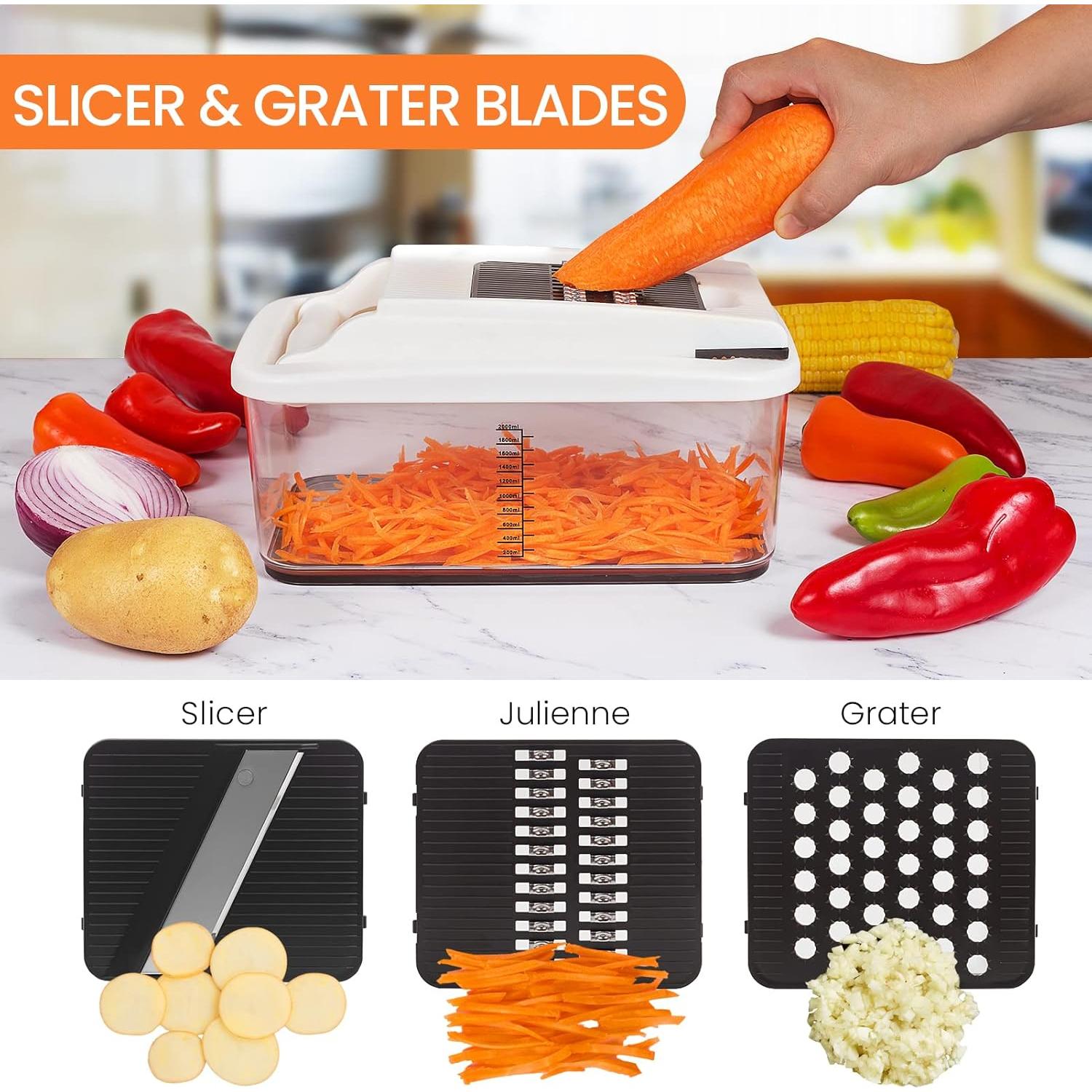 Cortador de Verduras RÜK Extra Grande 10 en 1 con Contenedor