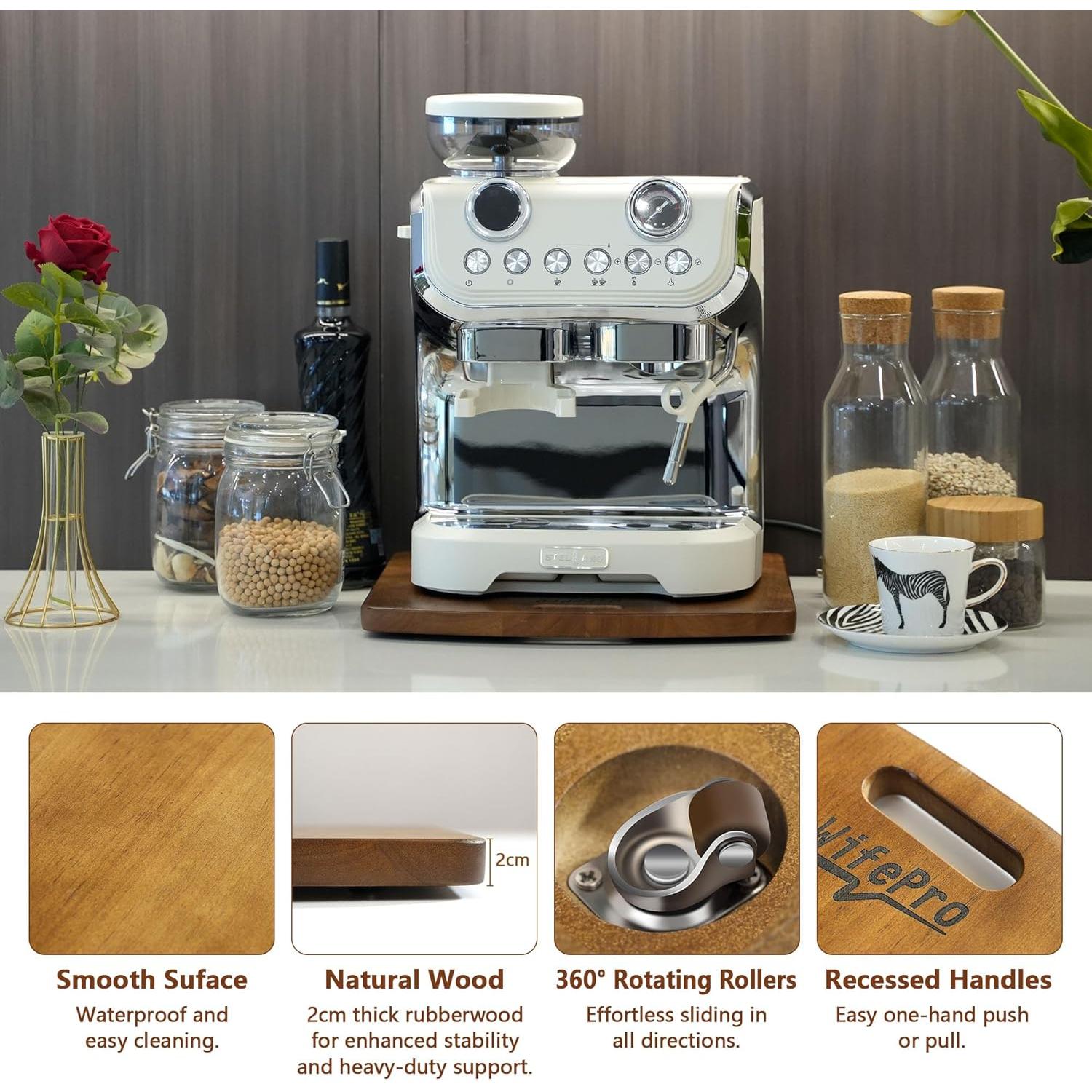 Bandeja Deslizante de Madera WifePro 33x36cm para Cafetera