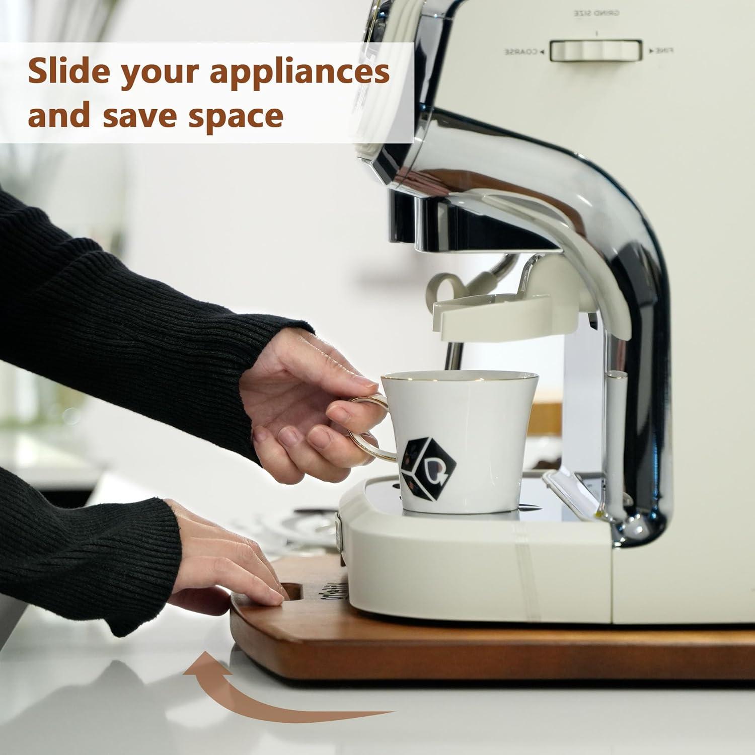 Bandeja Deslizante de Madera WifePro 33x36cm para Cafetera