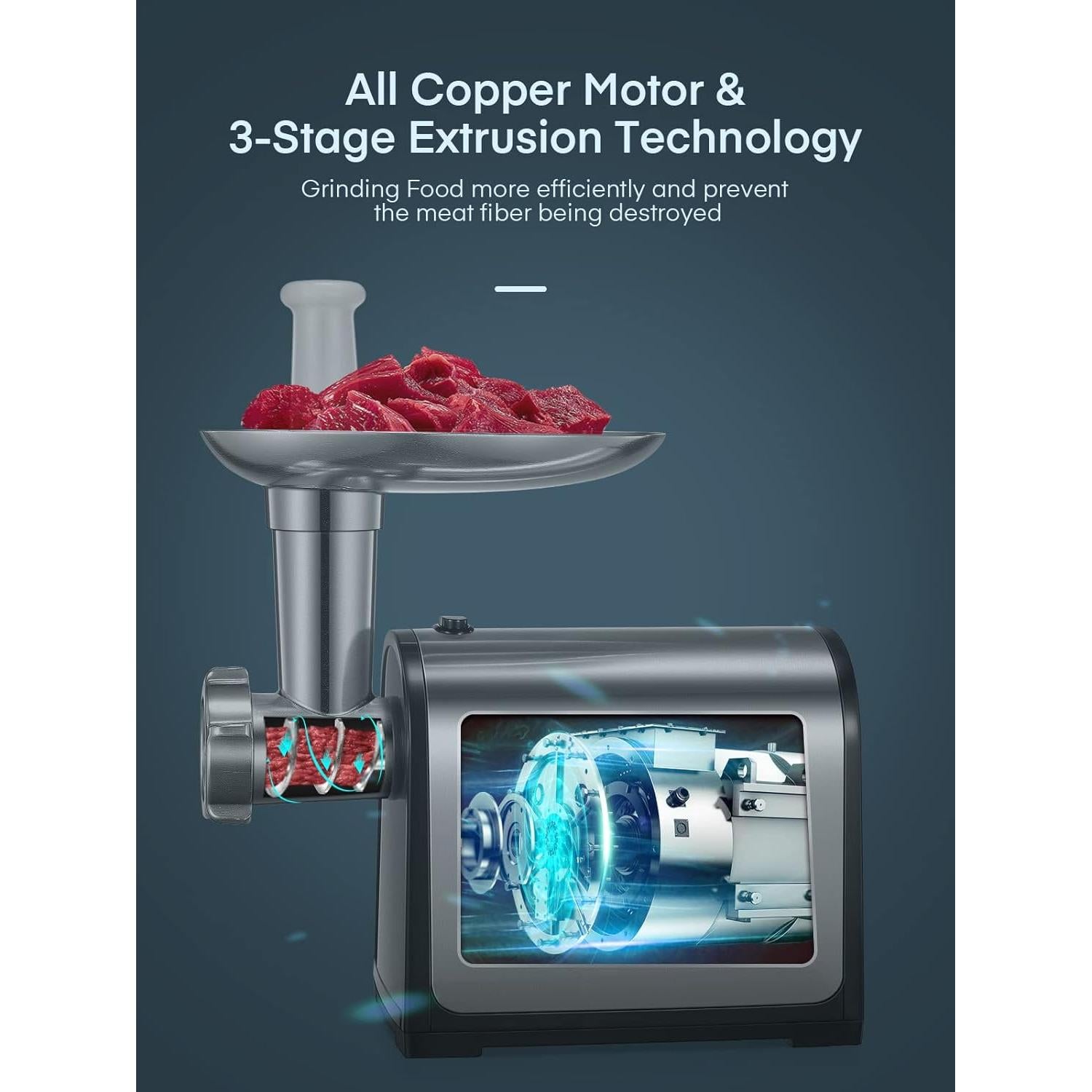 Picadora de Carne Eléctrica Aiheal 3200W con Embutidora y Accesorios