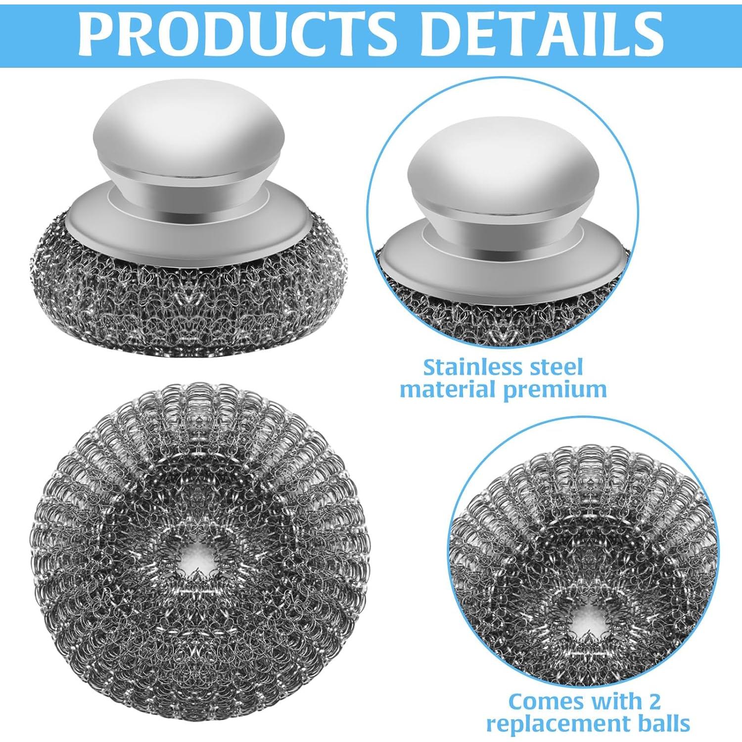 Estropajo de acero inoxidable HINGTAI con 2 almohadillas de repuesto