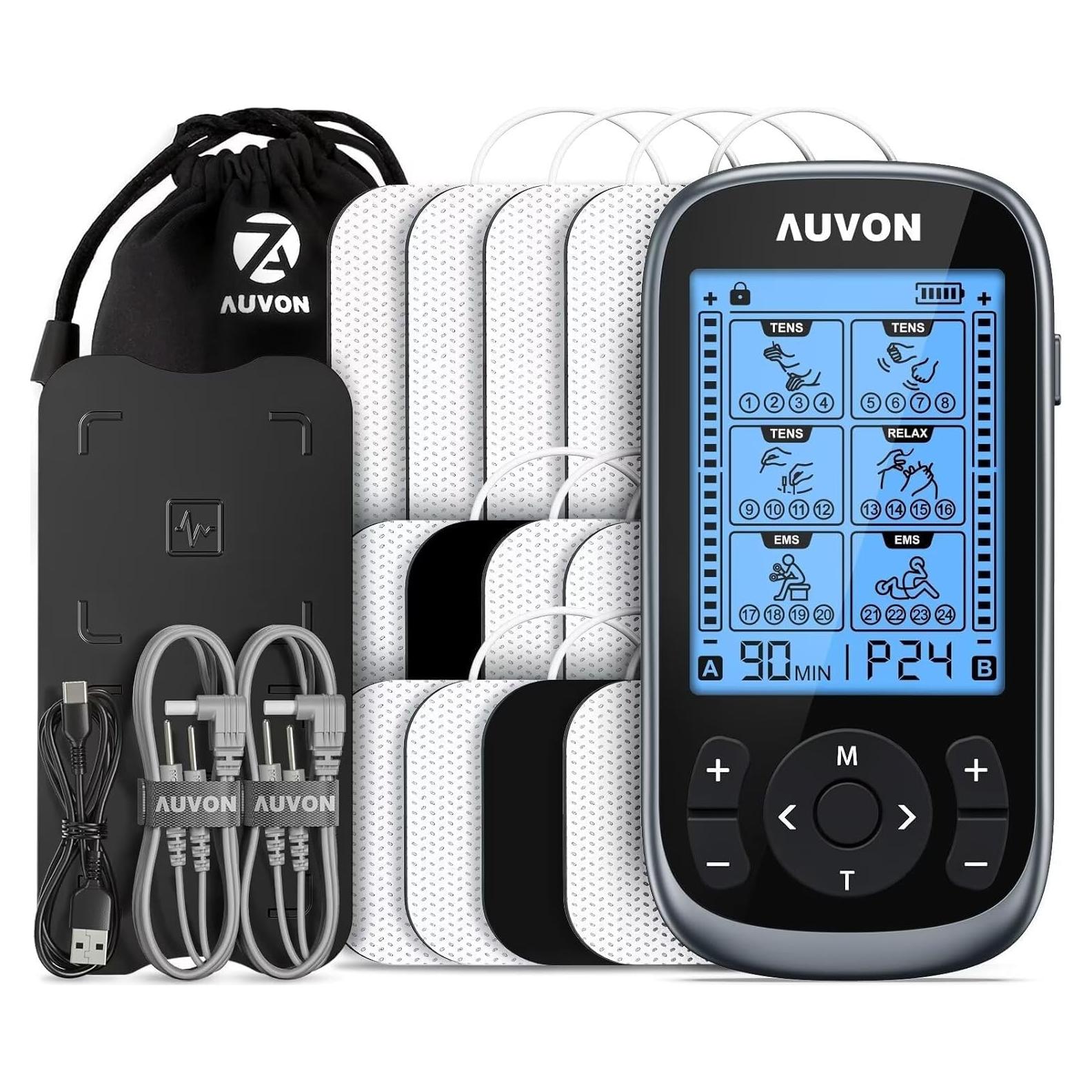 AUVON Estimulador Muscular TENS 3-en-1 con 40 Intensidades