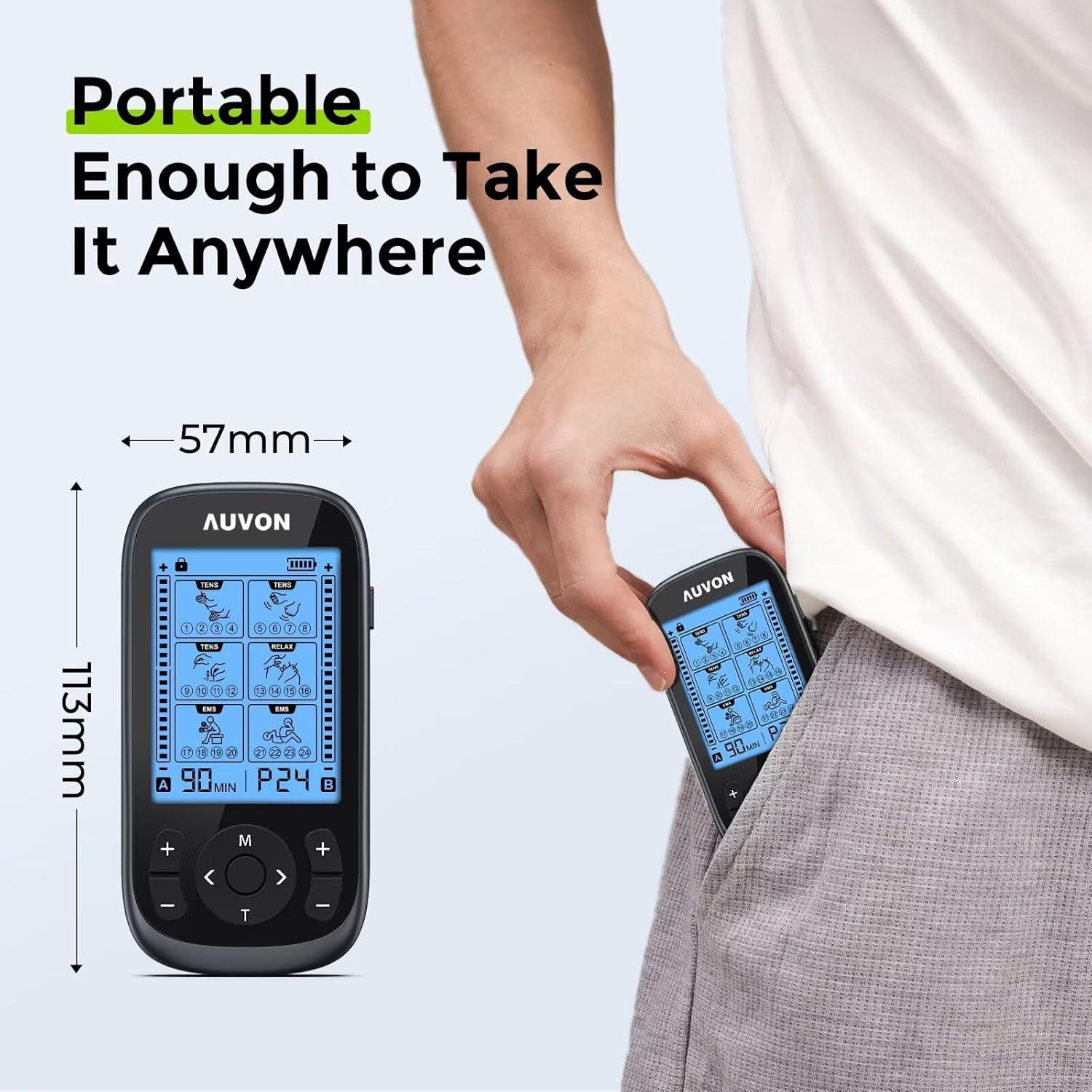 AUVON Estimulador Muscular TENS 3-en-1 con 40 Intensidades