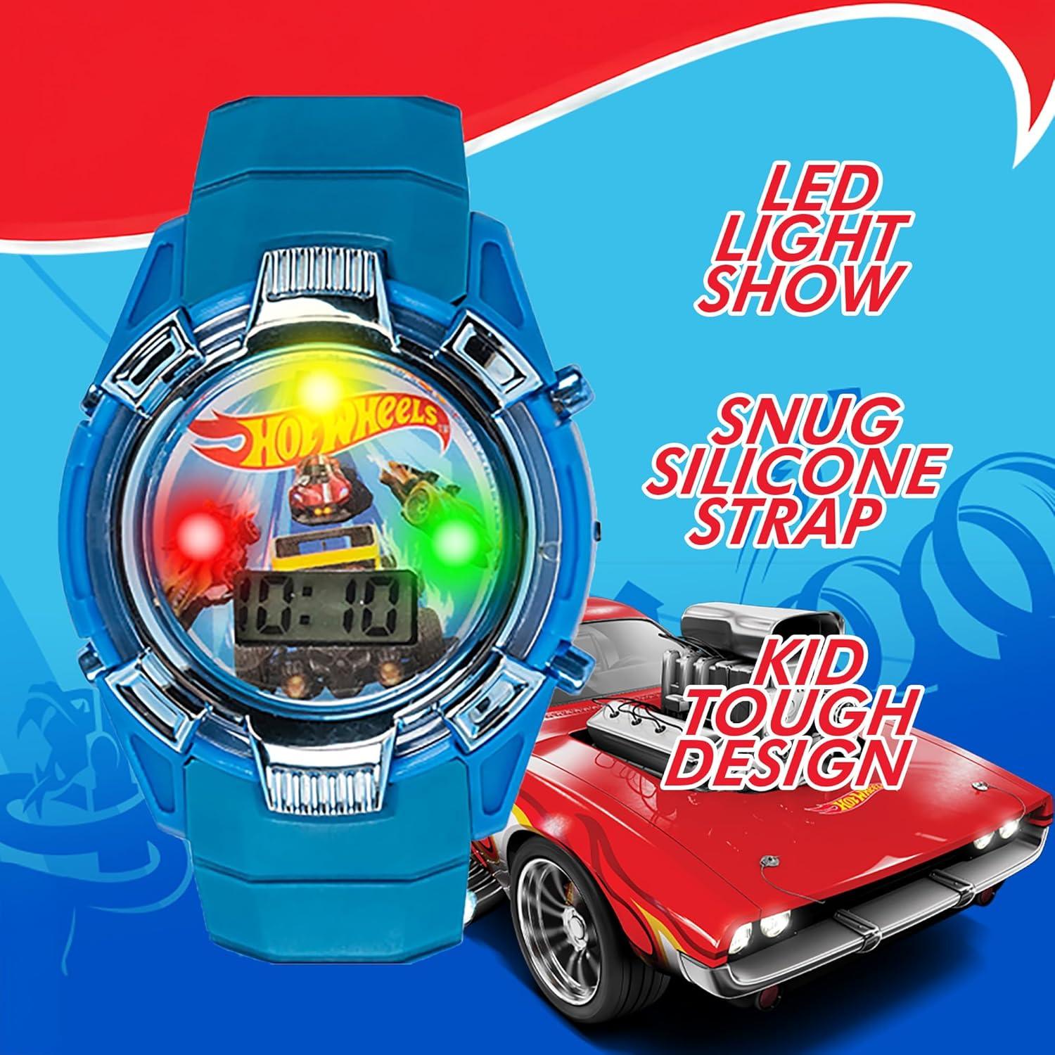 Reloj para Niños Hot Wheels - LCD Iluminado, Correa Ajustable