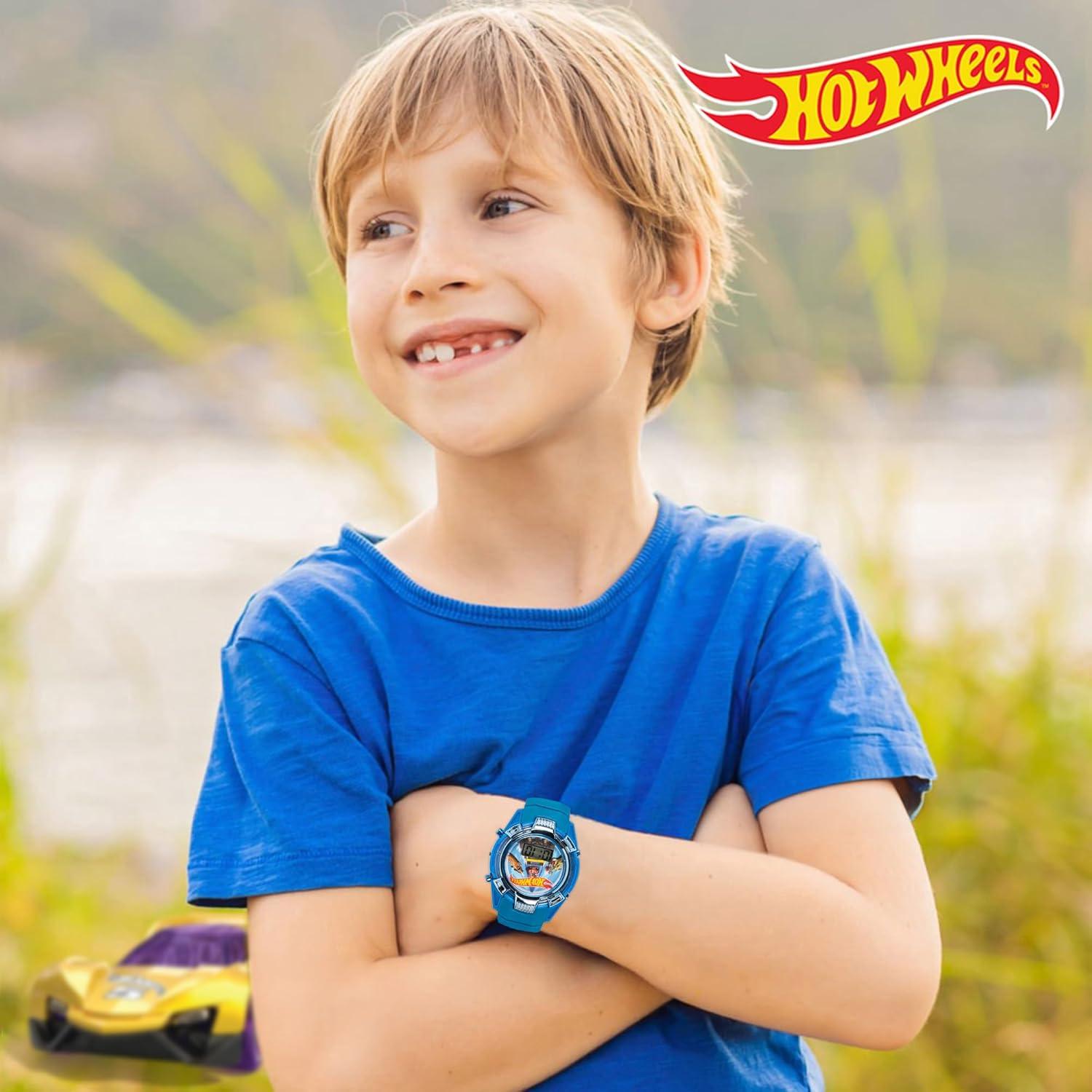 Reloj para Niños Hot Wheels - LCD Iluminado, Correa Ajustable