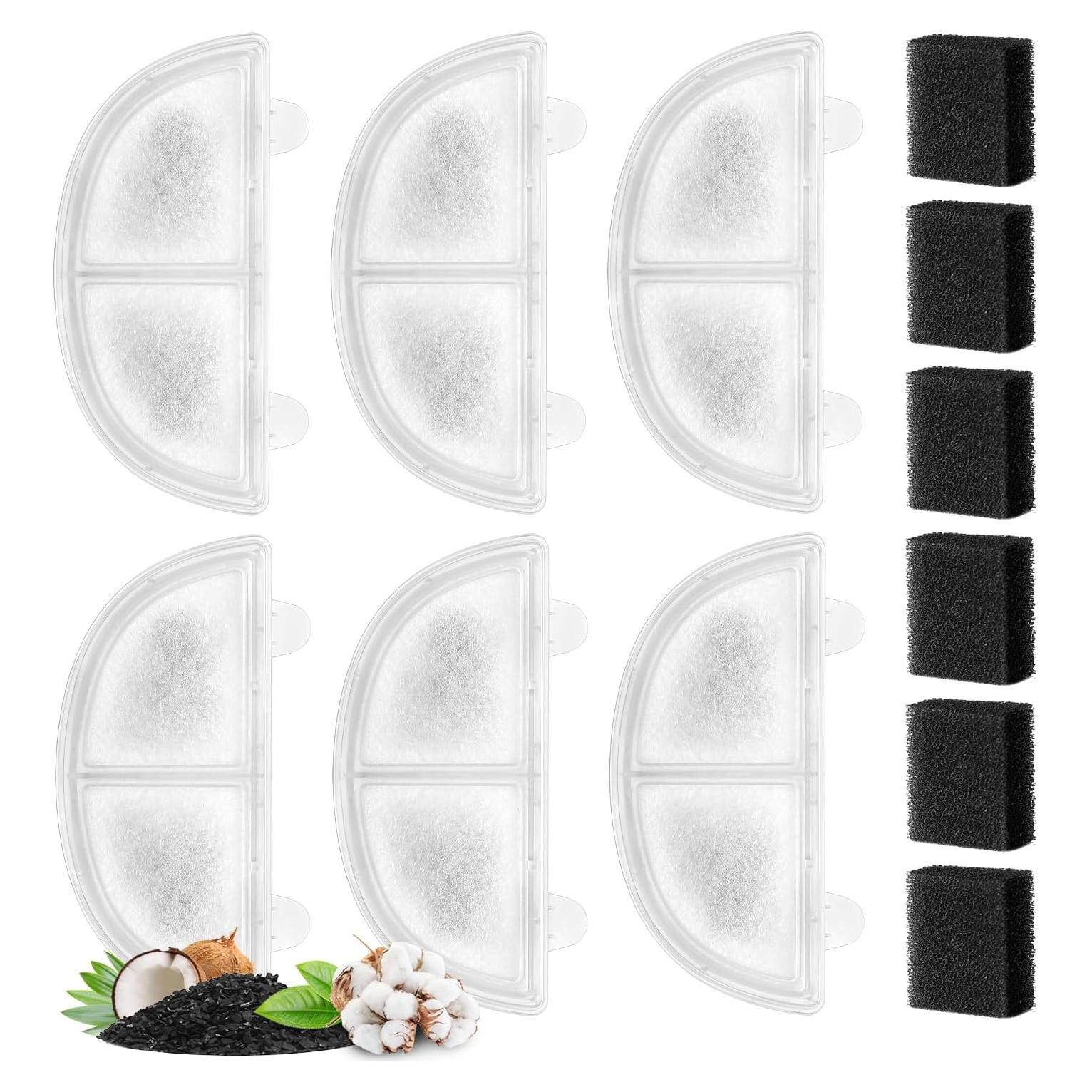 Filtros de Reemplazo KutoraWorks para Fuente de Agua Mascotas 6 Paquetes