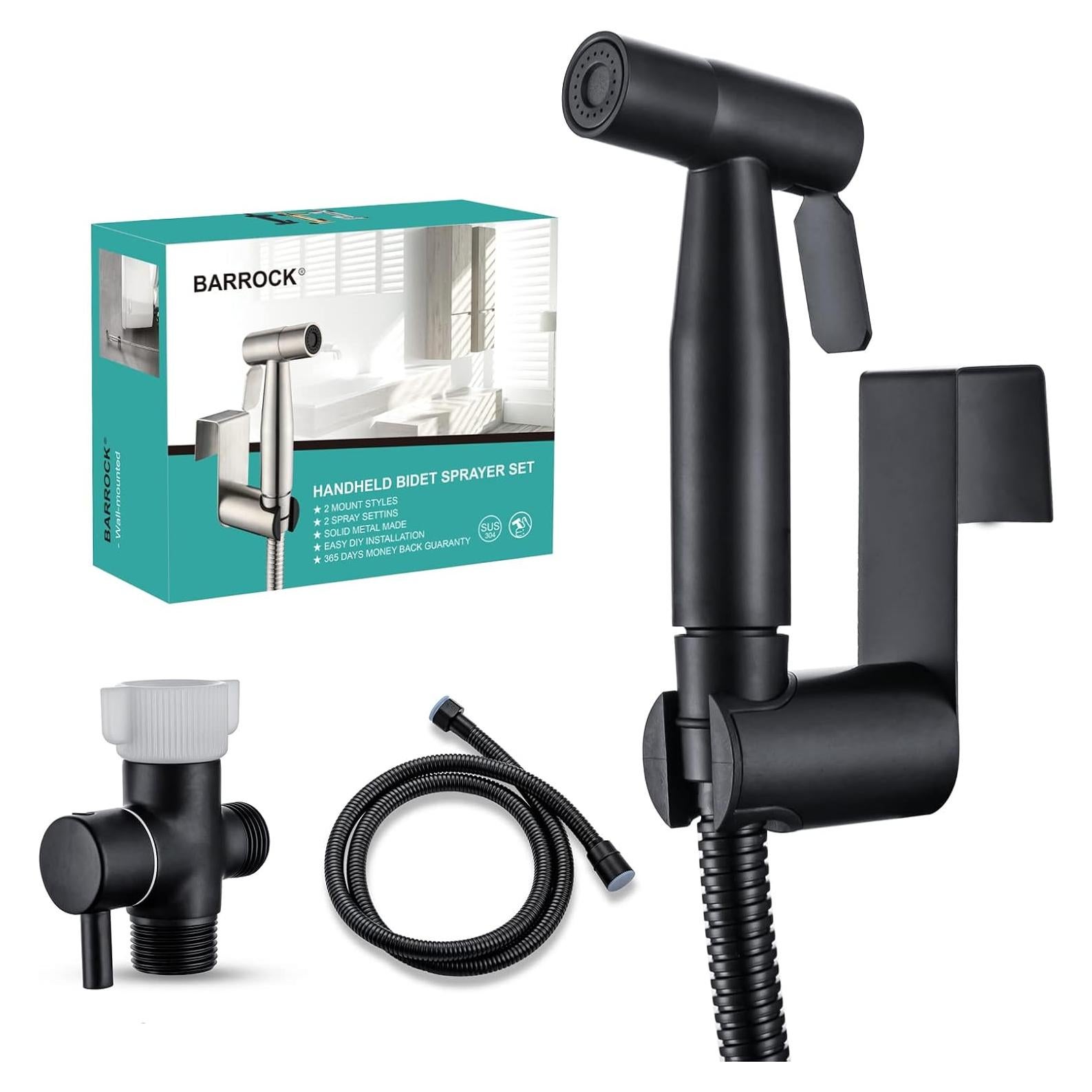 Bidet de Mano BARROCK HBS304, Acero Inoxidable, Negro Mate