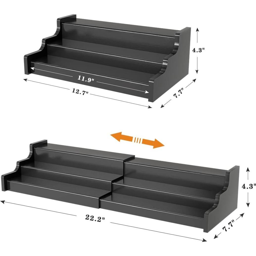 Organizador de Especias Zri Bamboo Expandible 3 Niveles Negro