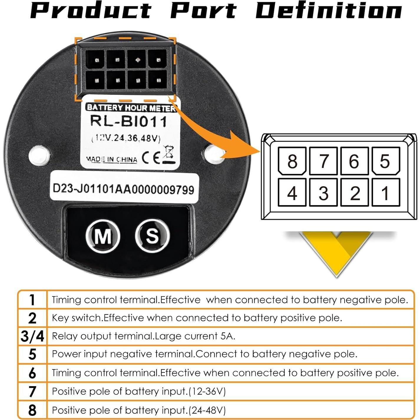Medidor de Batería NInE-ROnG RL-BI011 LCD 12-48V Impermeable