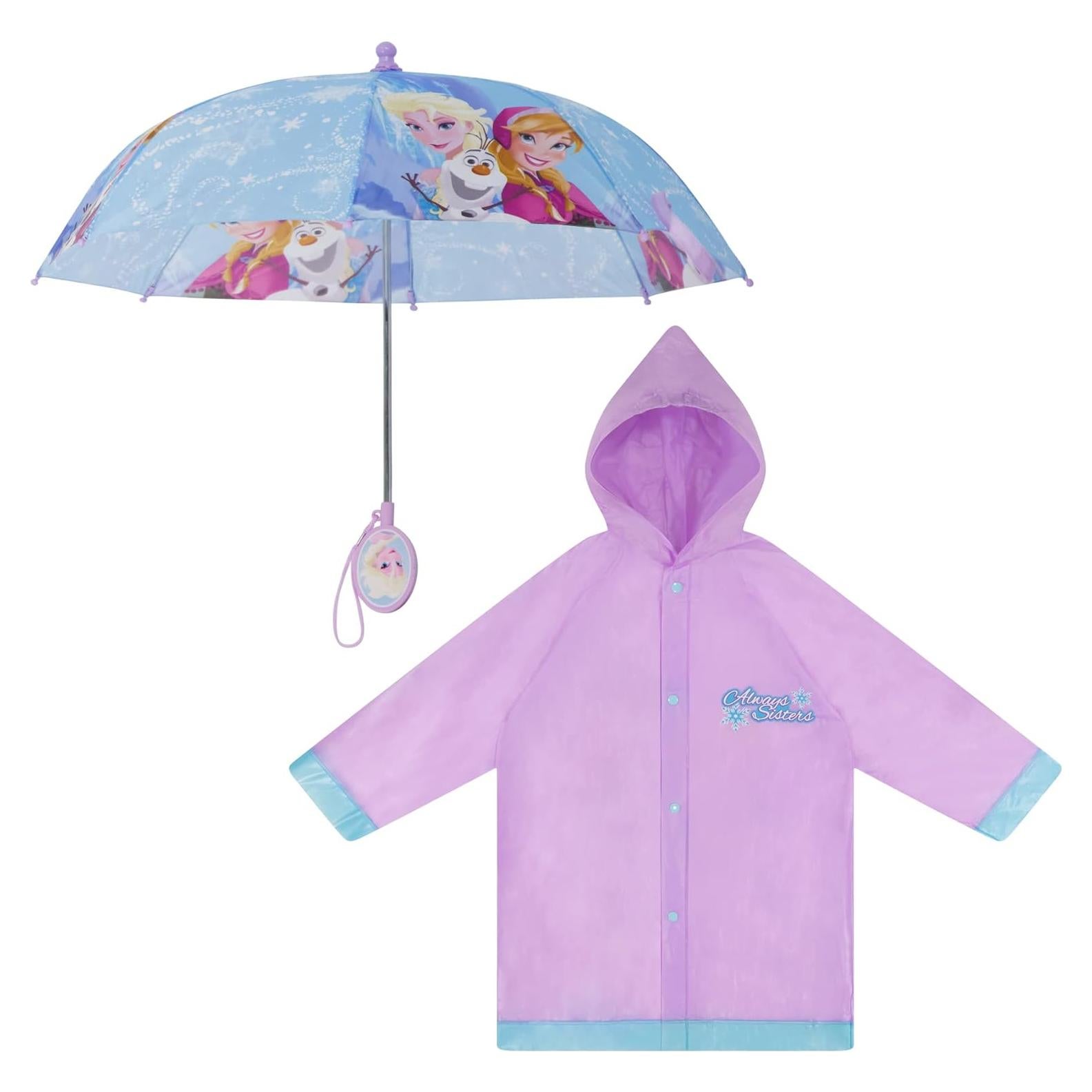 Conjunto de paraguas y poncho Disney Frozen para niñas 4-7 años