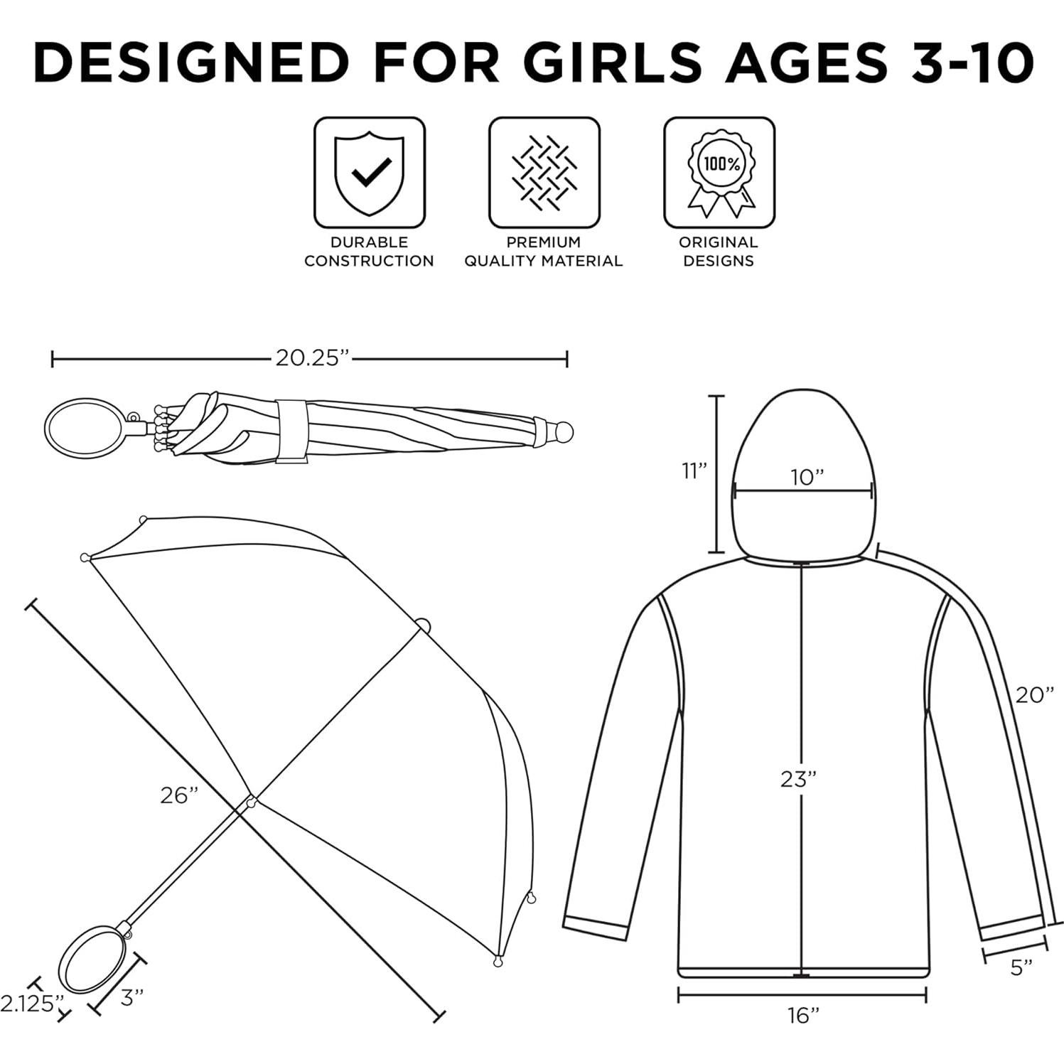 Conjunto de paraguas y poncho Disney Frozen para niñas 4-7 años