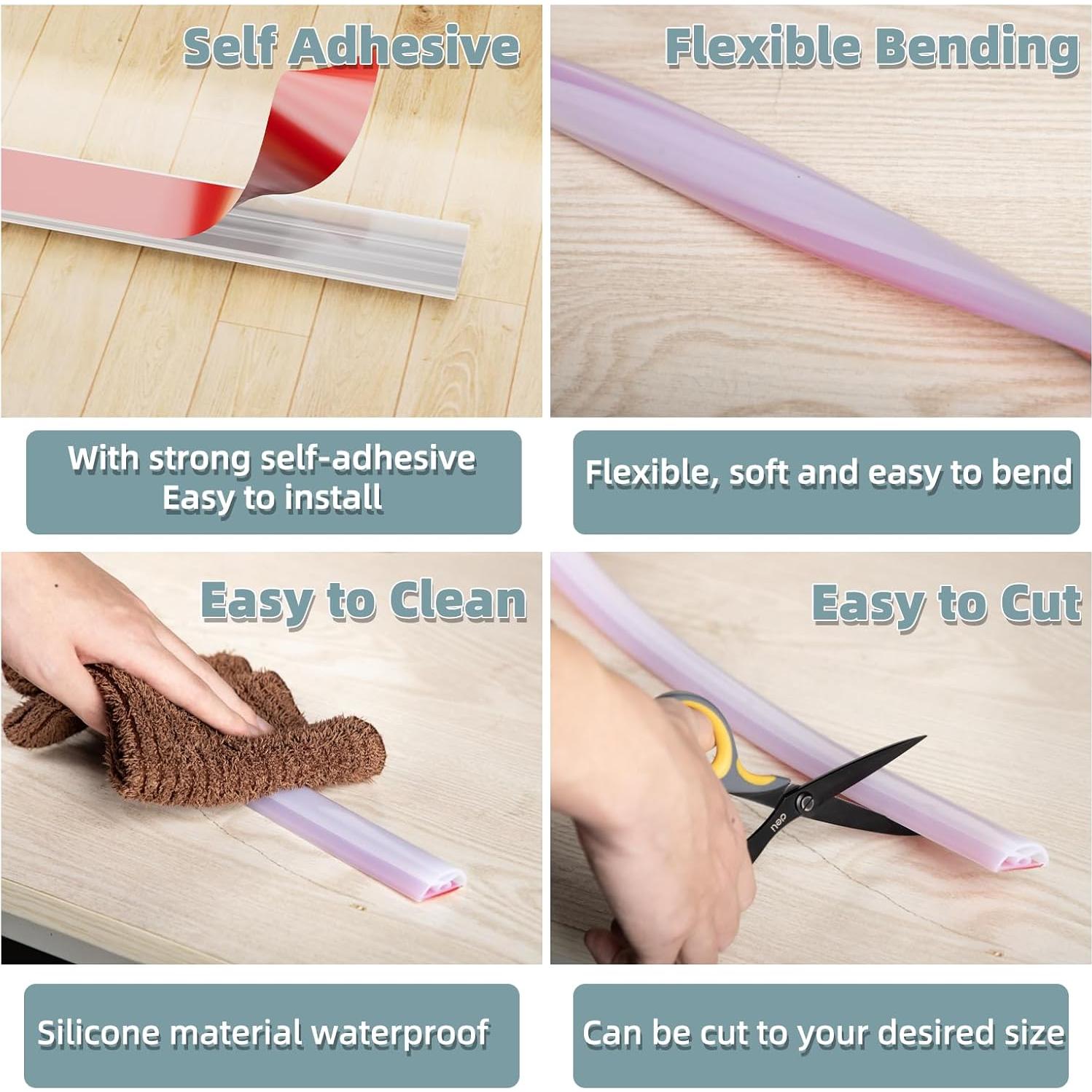 Umbral de Ducha 1.32 cm x 3.07 cm Silicona Transparente Conwang