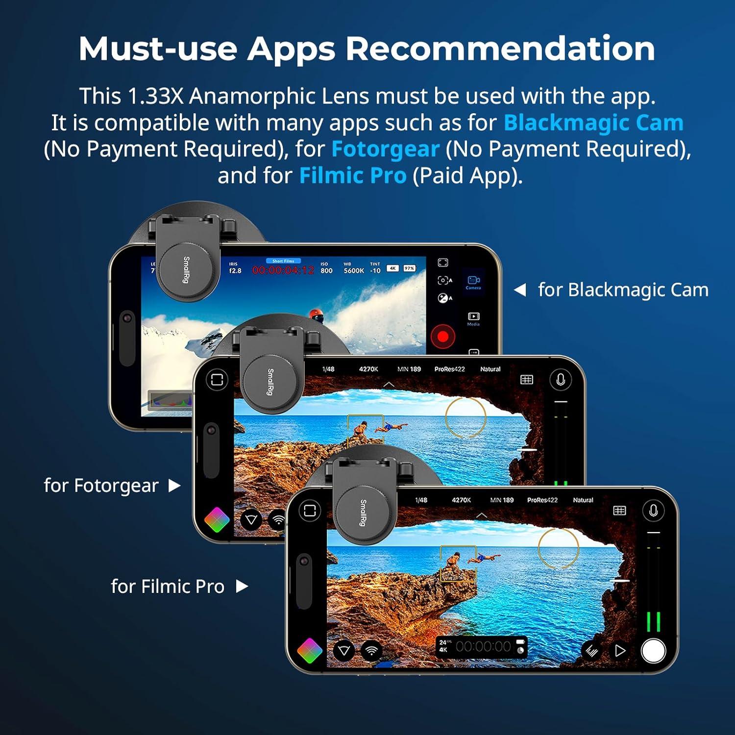 Lente Anamórfica 1.33X SmallRig 4590 para Móviles