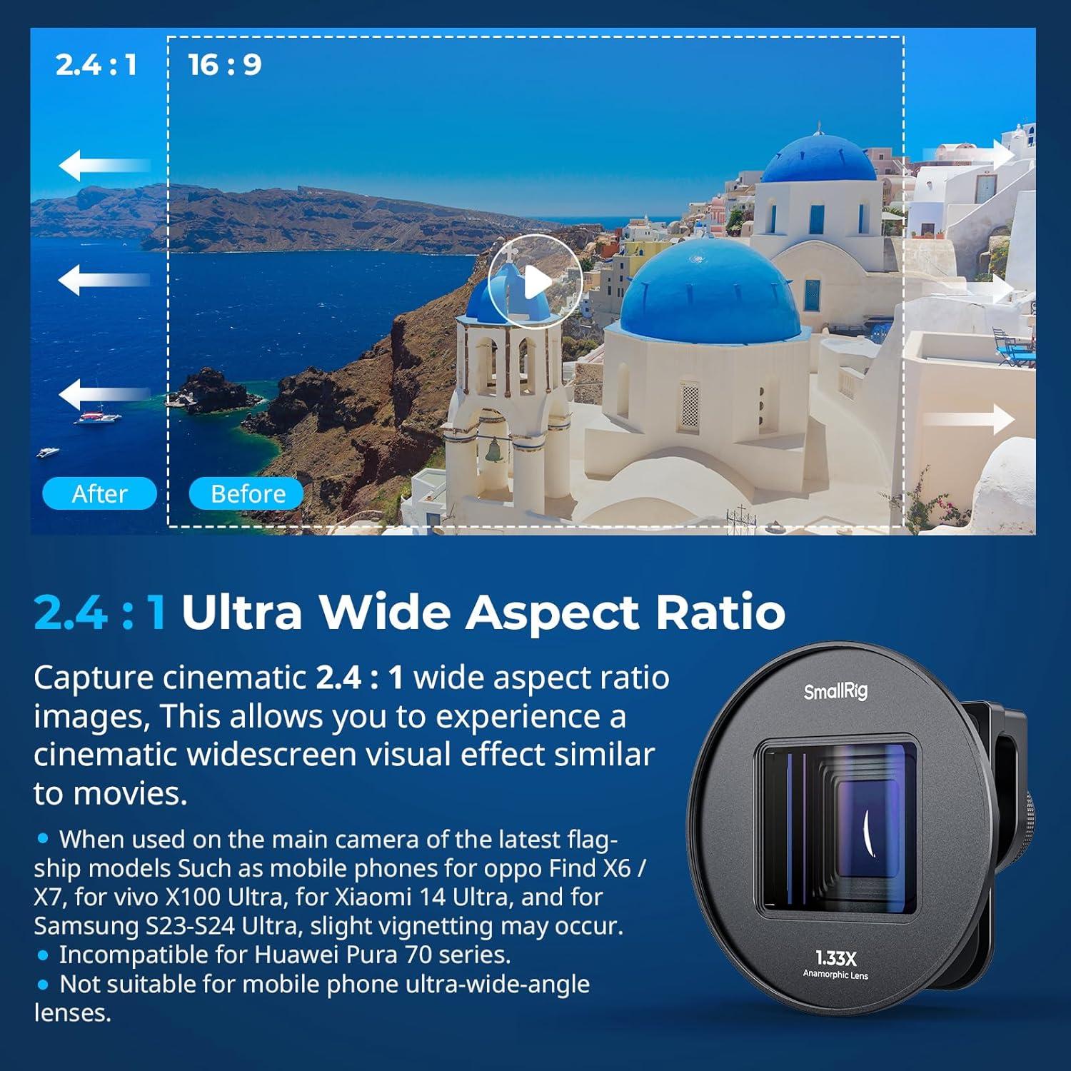 Lente Anamórfica 1.33X SmallRig 4590 para Móviles