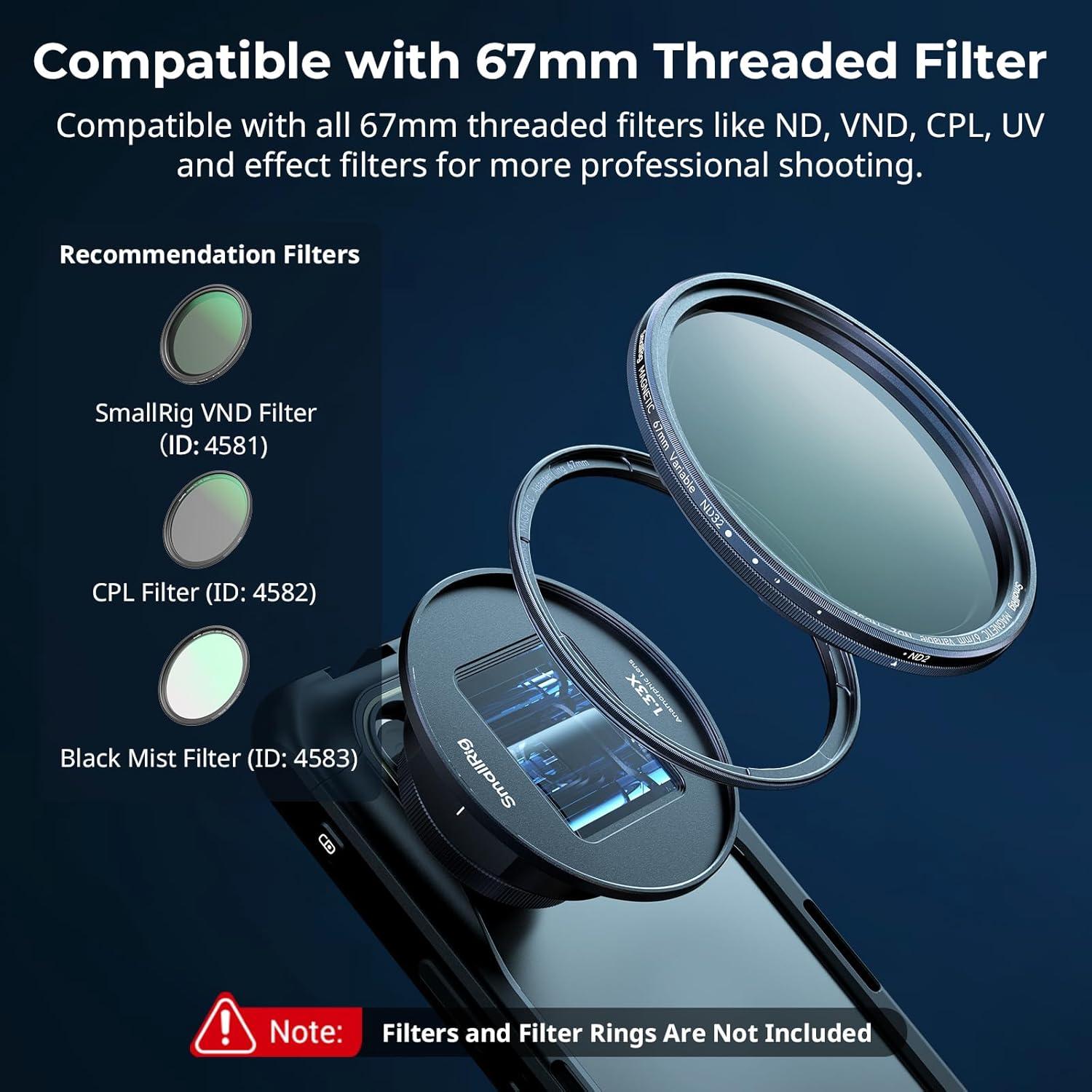 Lente Anamórfica 1.33X SmallRig 4590 para Móviles