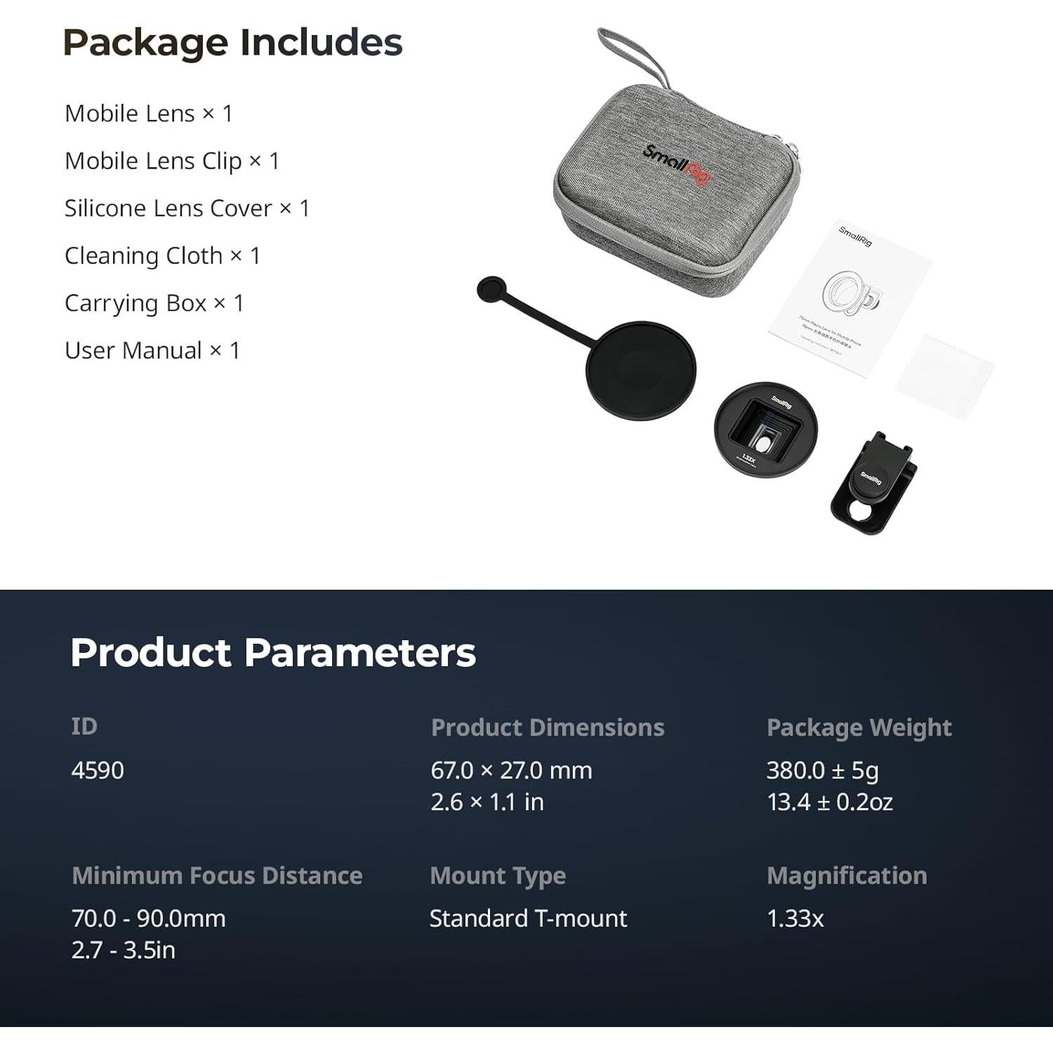 Lente Anamórfica 1.33X SmallRig 4590 para Móviles