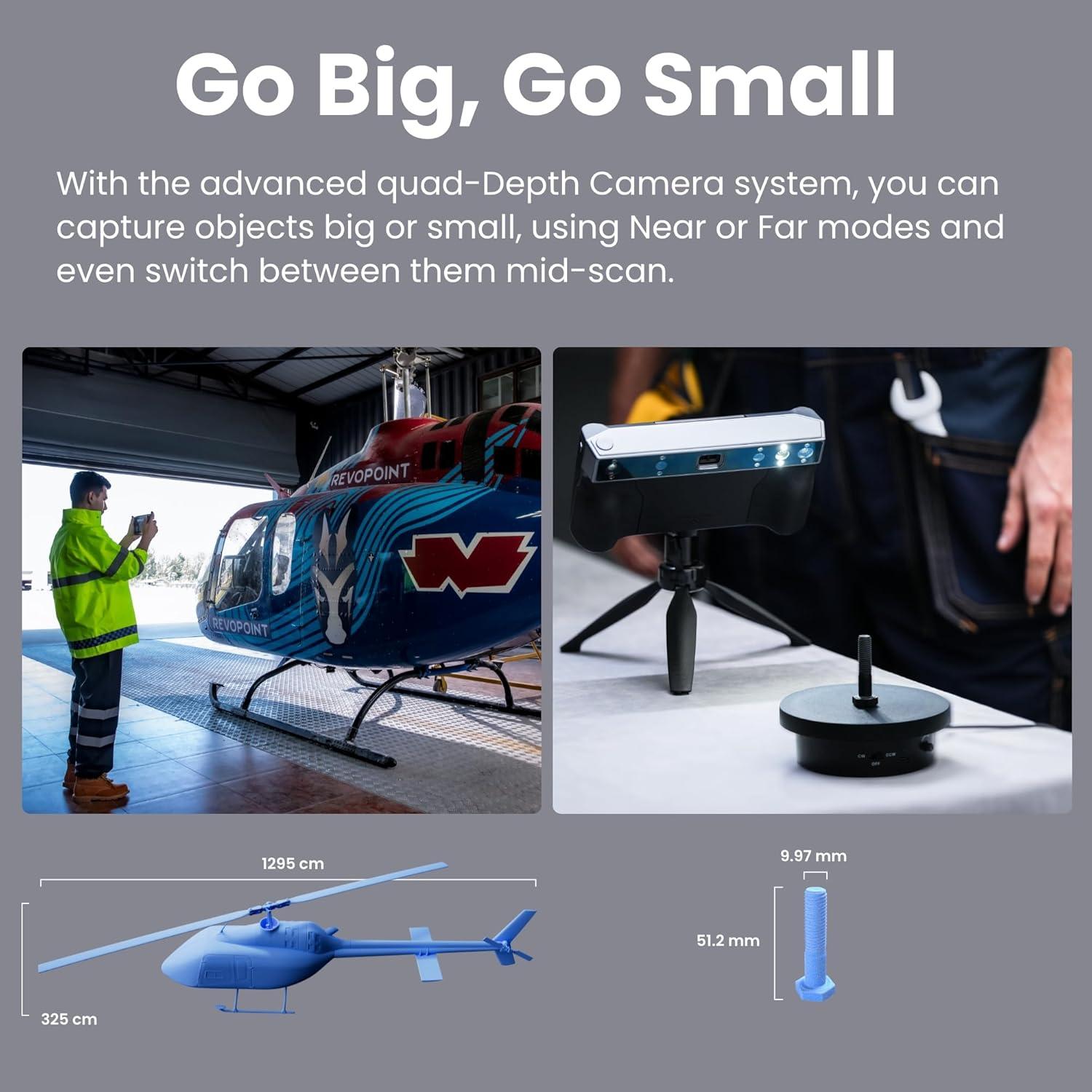 Revopoint MIRACO 3D Scanner for 3D Printing Handheld, Wireless All-in-one 3D Printer Scanner, Up to 0.02 mm Precision, Full Color Scan for Small to Large Objects, 16GB RAM