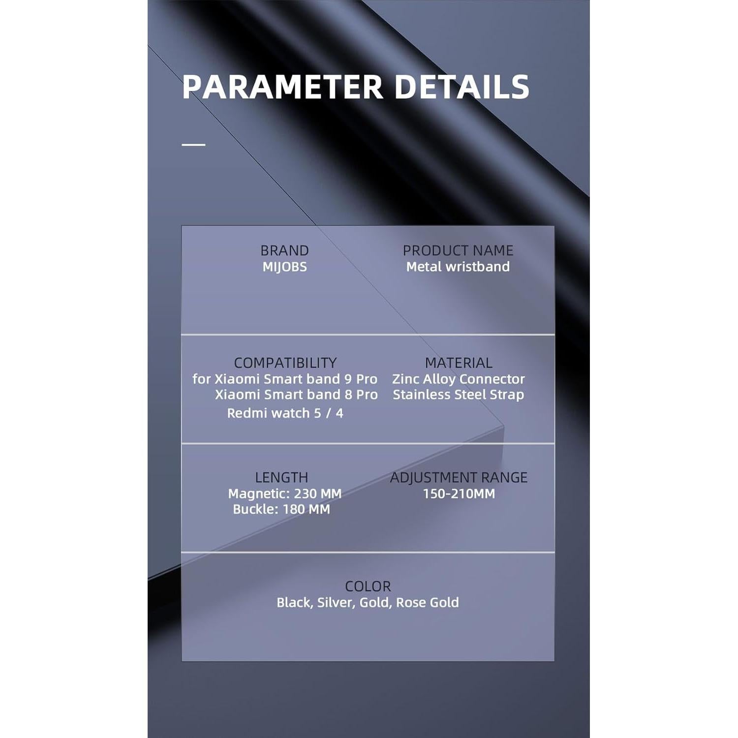 Correa de Metal MIJOBS para Redmi Watch 5/4 y Mi Band 9/8 Pro