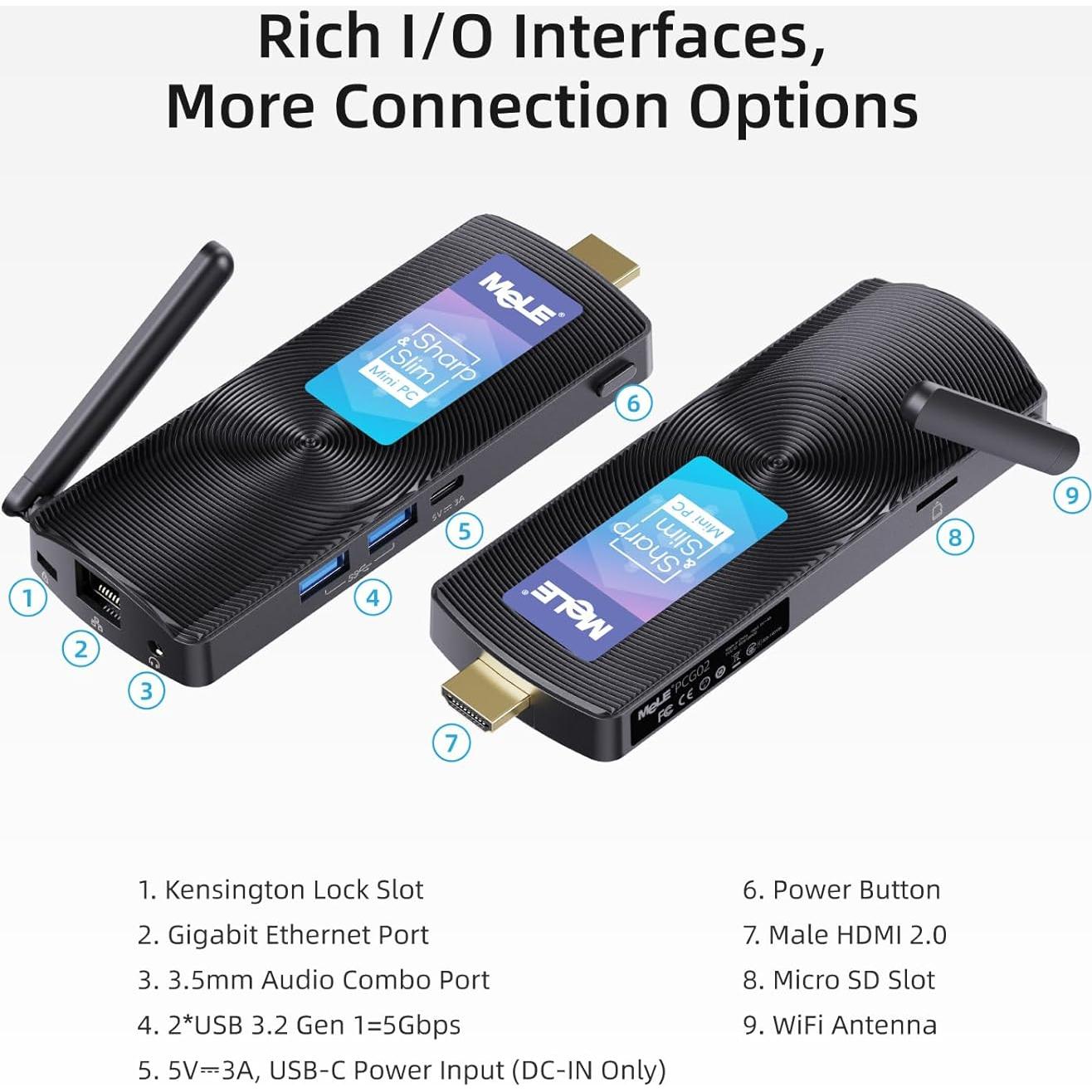 Mini PC Stick MeLE PCG02 Windows 11 N4000 4GB 128GB HDMI