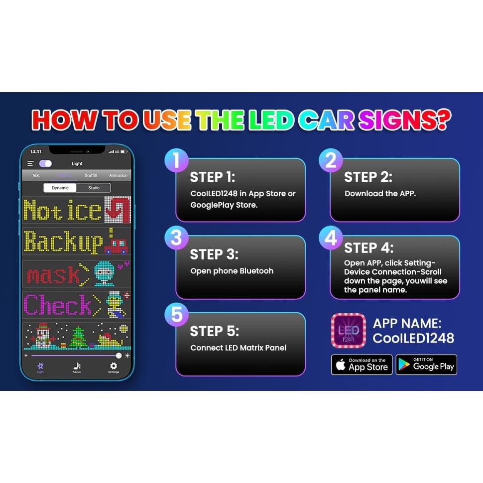 Cartel LED SanLank 17x7 cm Control Bluetooth Multicolor