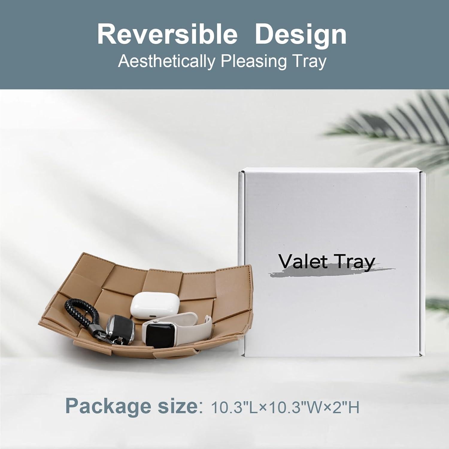 Bandeja de Valet de Cuero Sintético MSJGA 24.9x24.9 cm Café