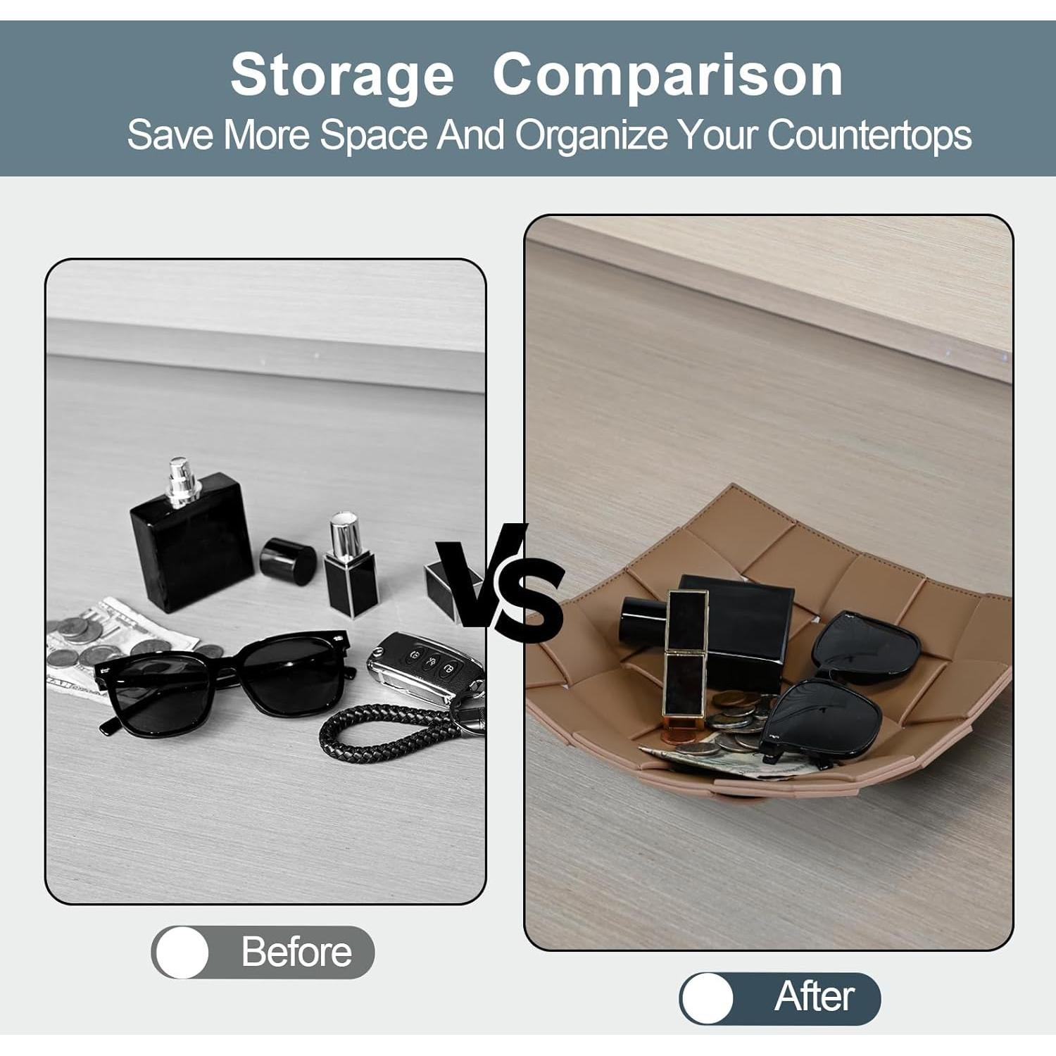 Bandeja de Valet de Cuero Sintético MSJGA 24.9x24.9 cm Café